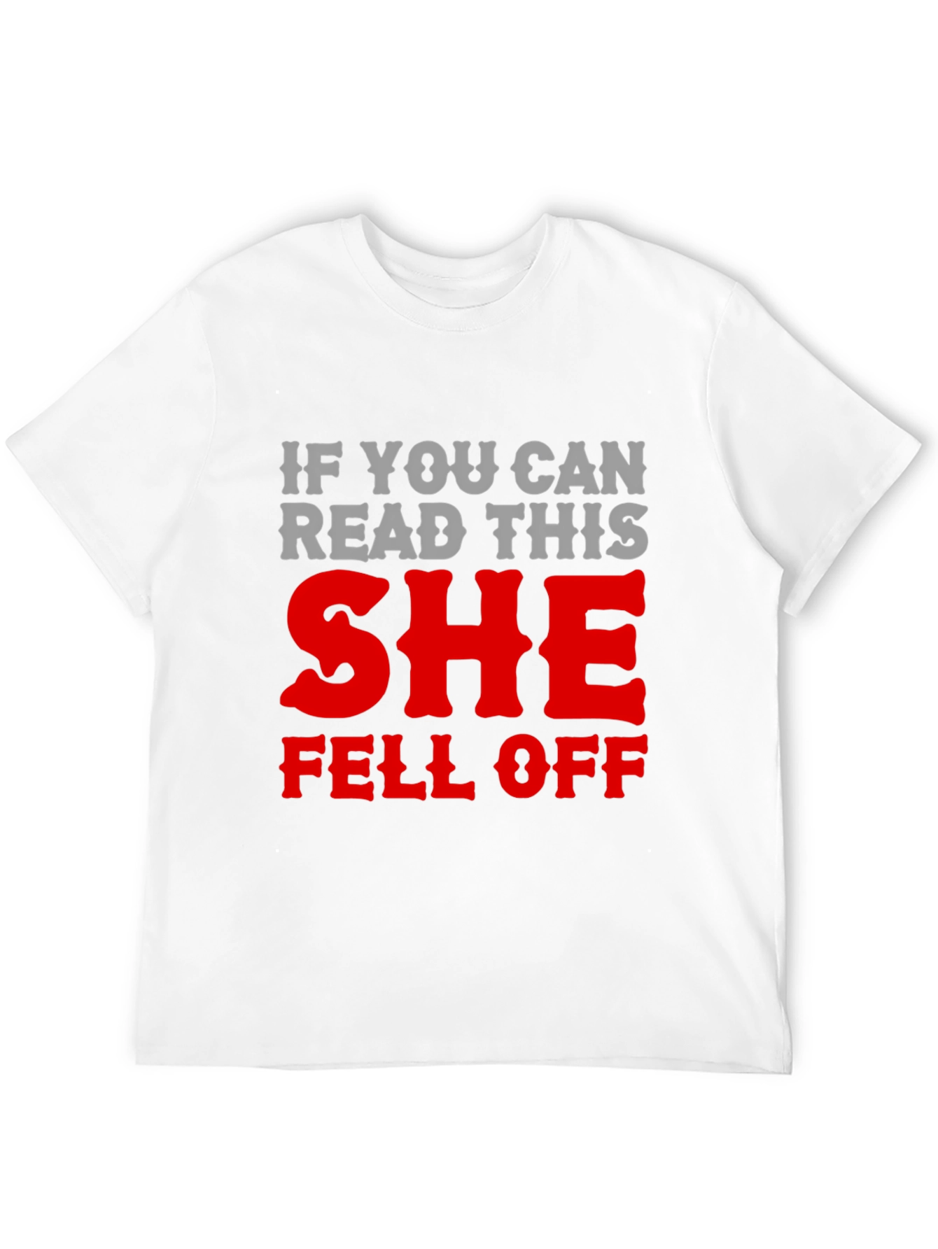 Black Humorous 'She Fell Off' Graphic T-Shirt view 12