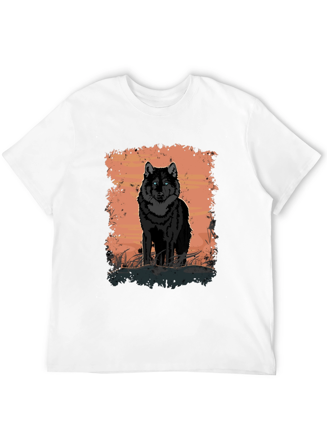 Black Wolf Graphic Print Black T-Shirt view 12