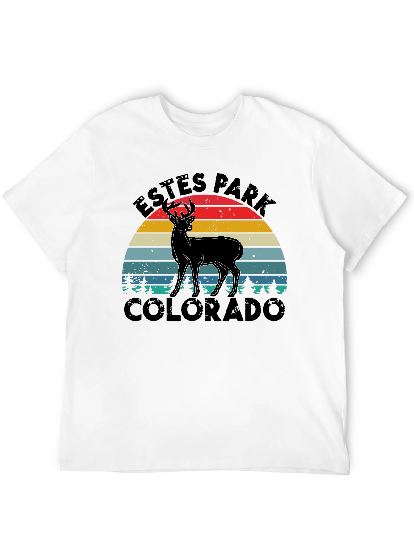 Black Estes Park Colorado Deer Graphic Tee view 12