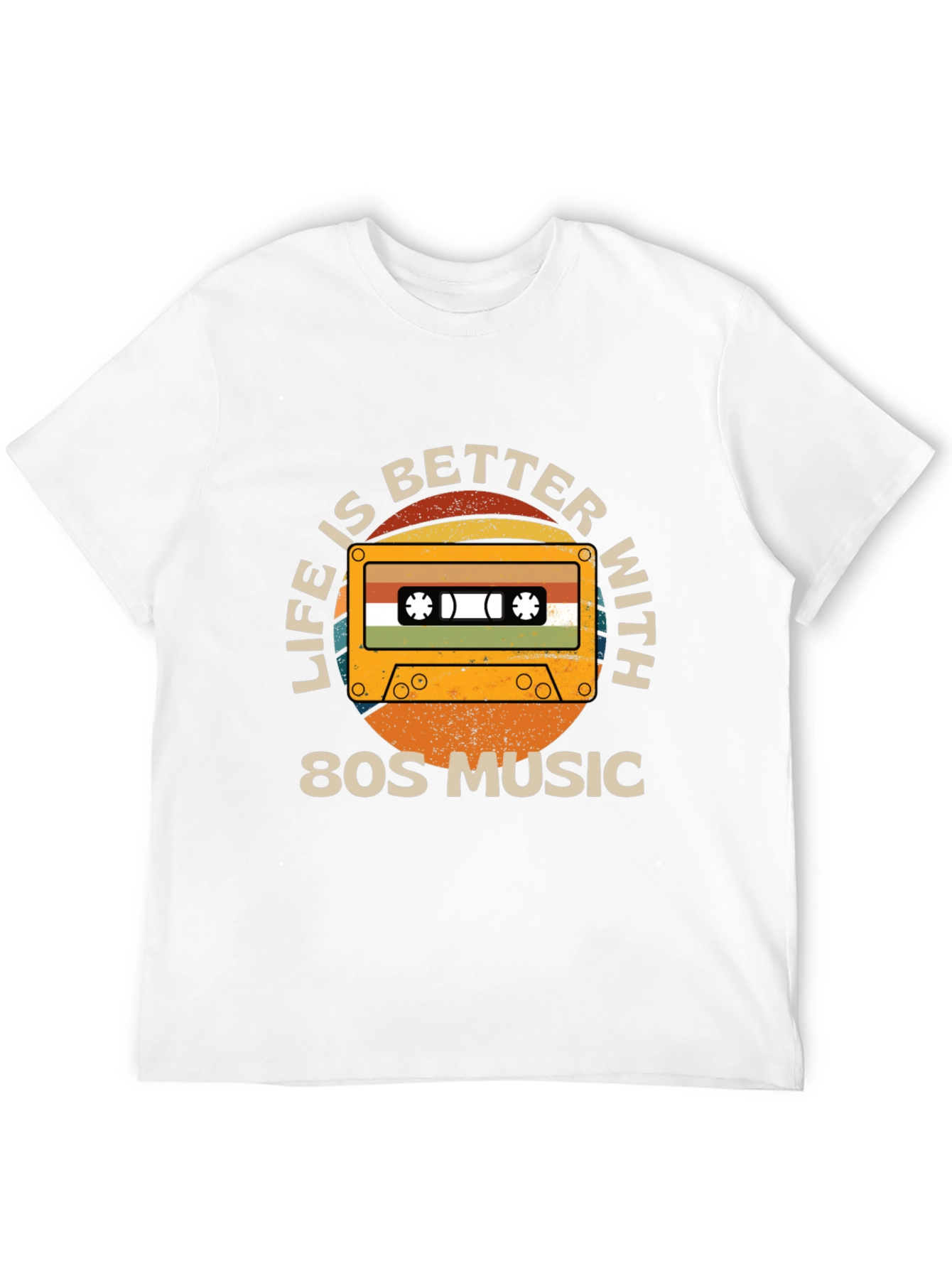 Black Retro 80s Music Cassette Graphic Tee view 12