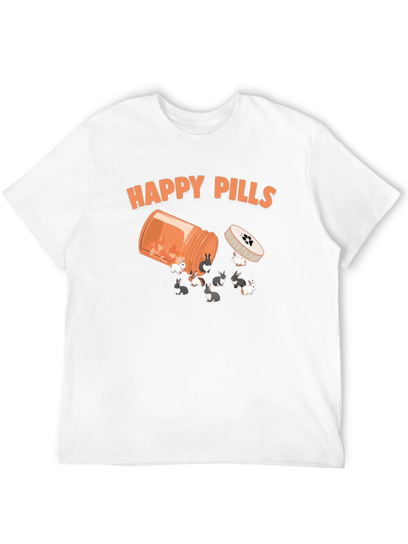 Black Happy Pills Bunny T-Shirt, Novelty Graphic Tee view 12