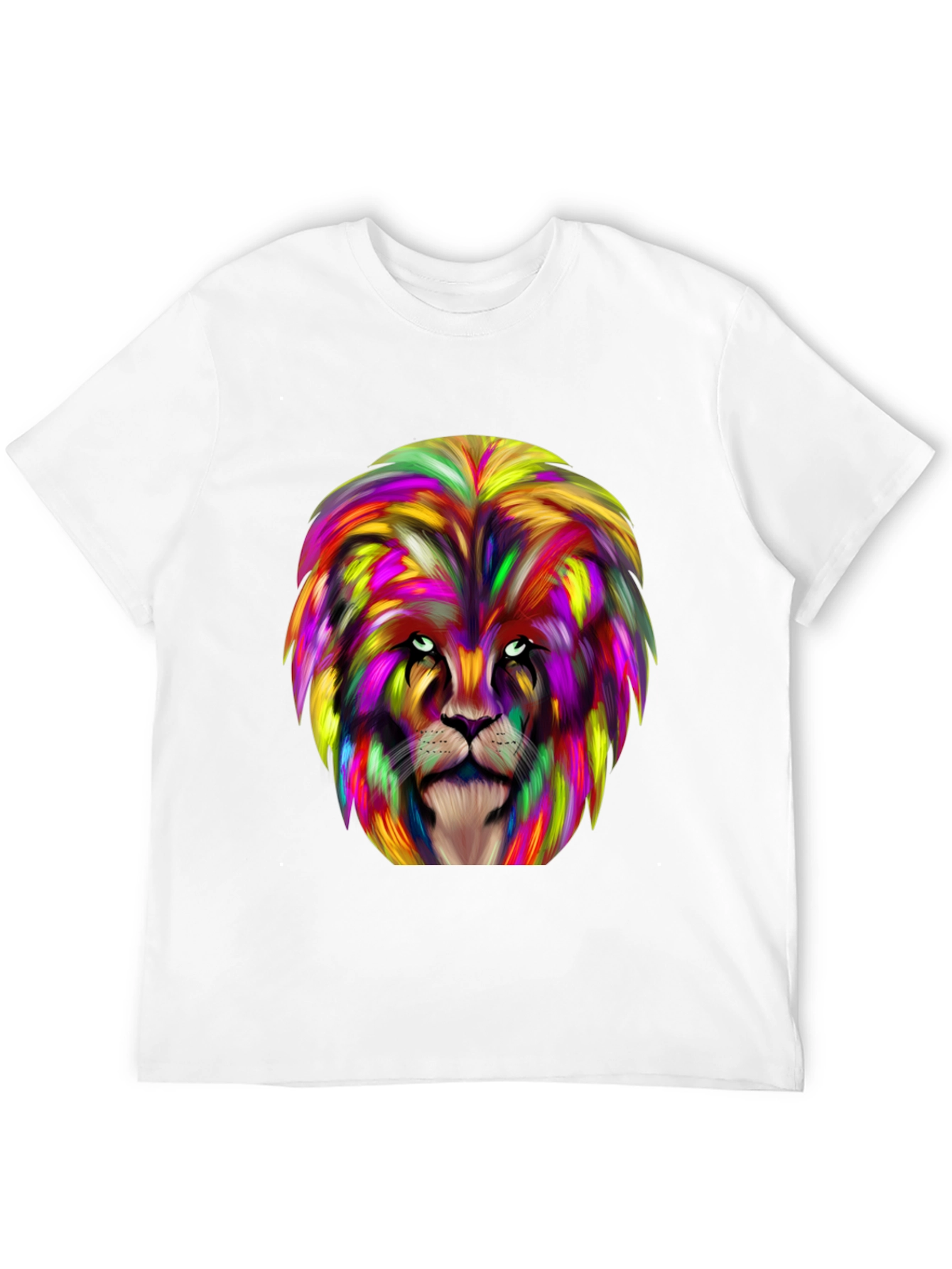 Black Colorful Lion Graphic Black T-Shirt view 12
