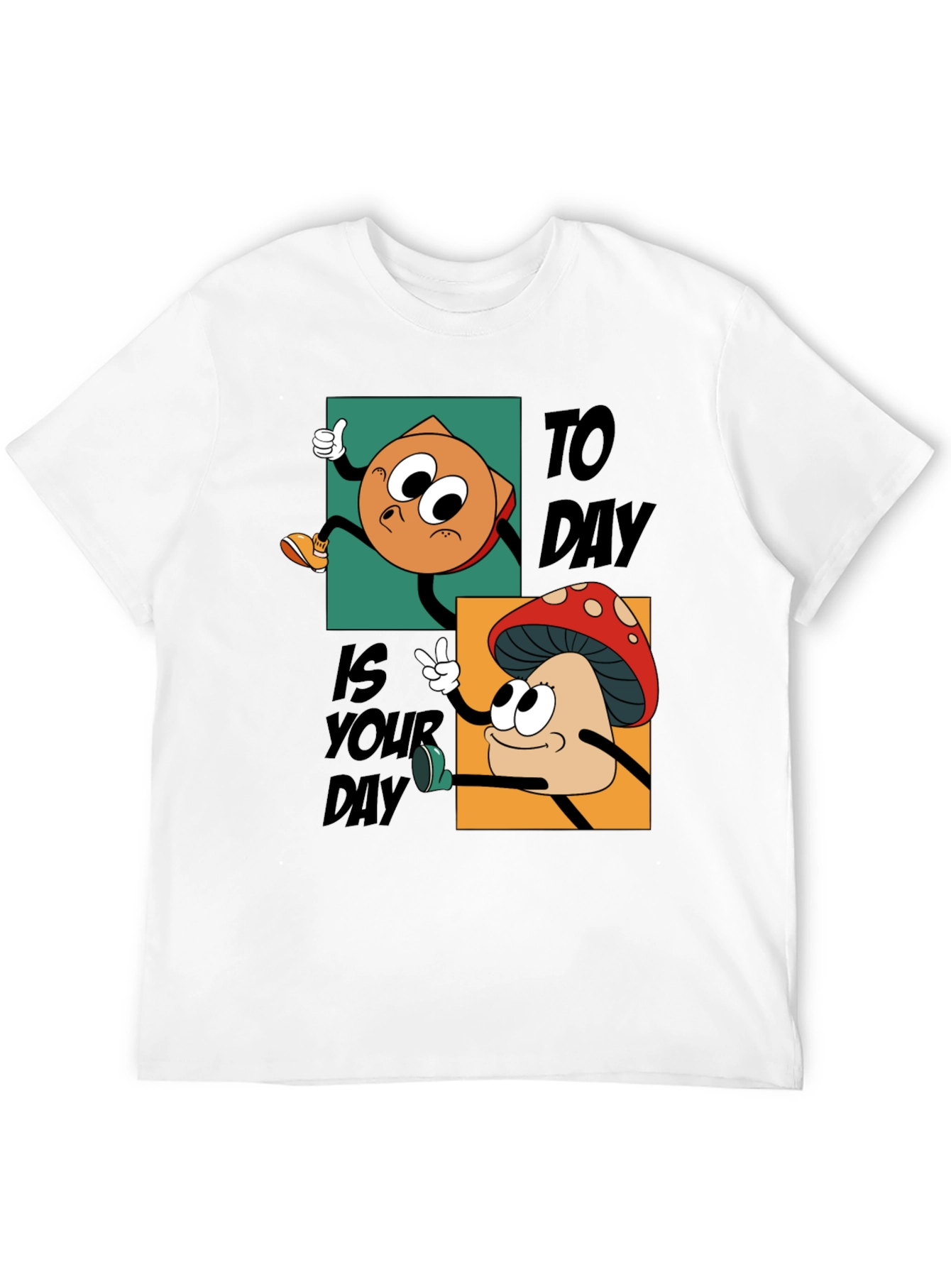 Black Cartoon Mushroom & Chip T-Shirt - Today Is Your Day! view 12