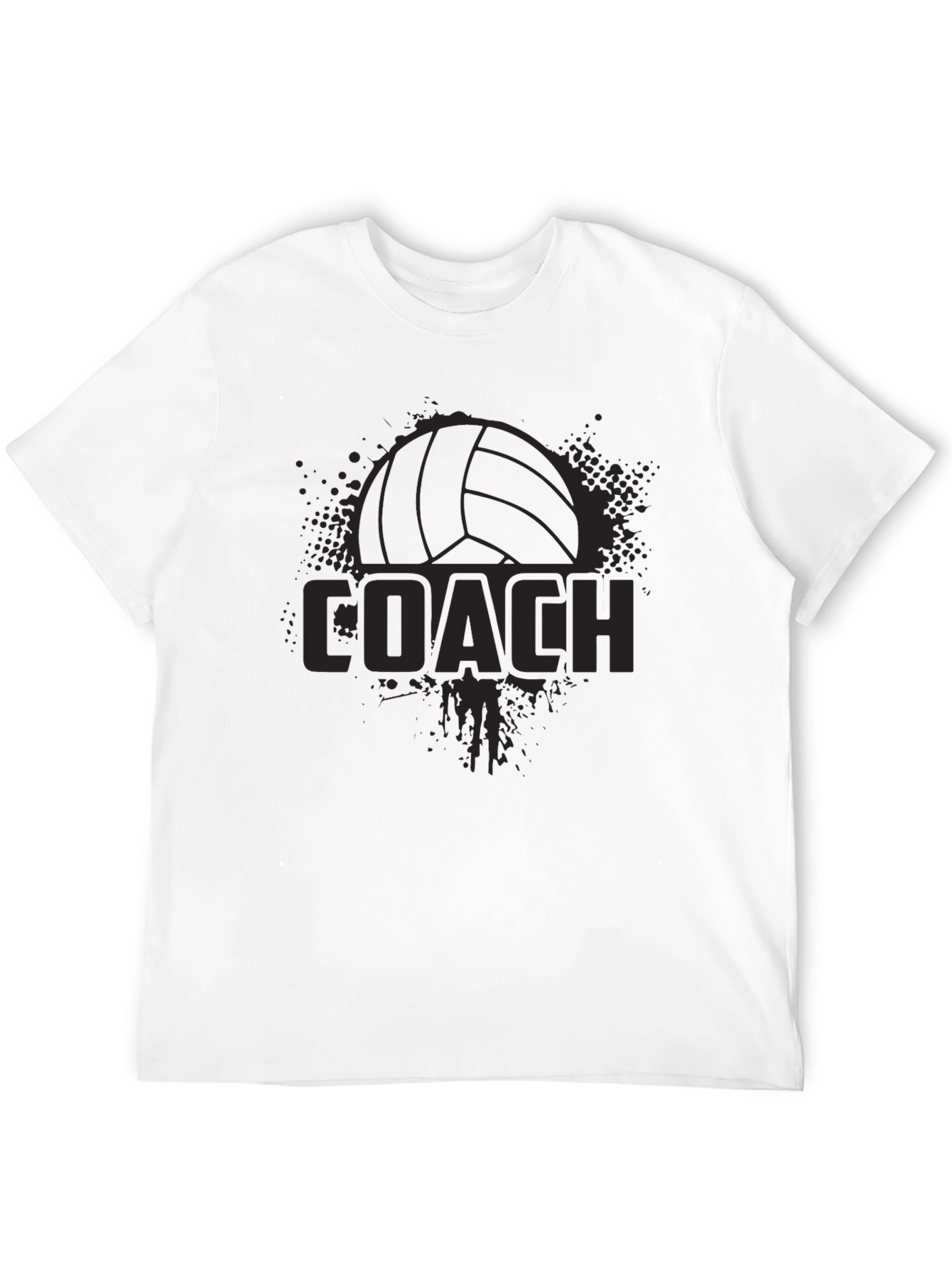 Black Volleyball Coach Graphic T-Shirt view 12