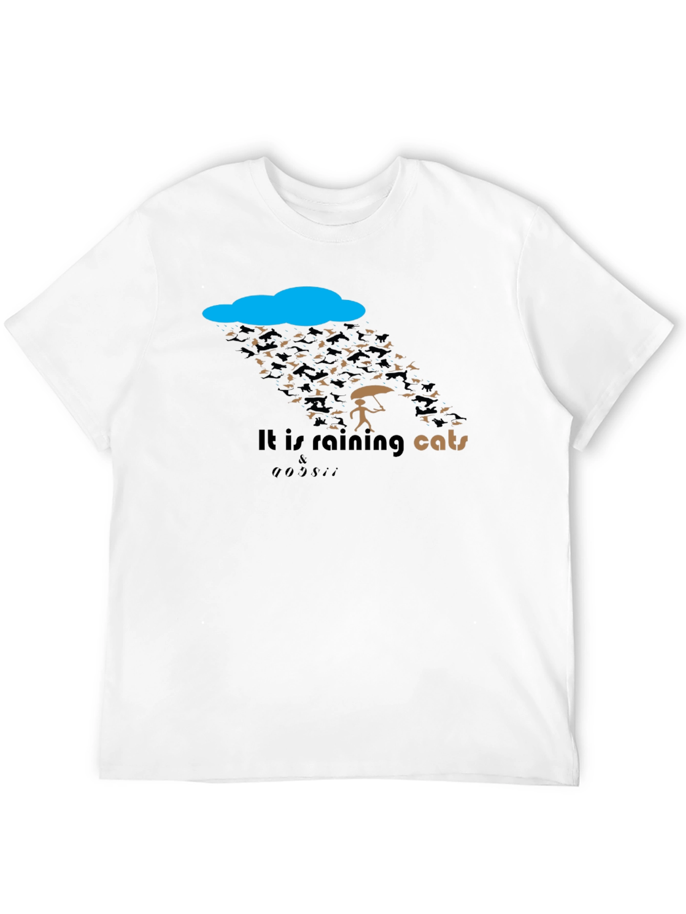 Black Funny "It's Raining Cats & Dogs" Graphic T-Shirt view 12