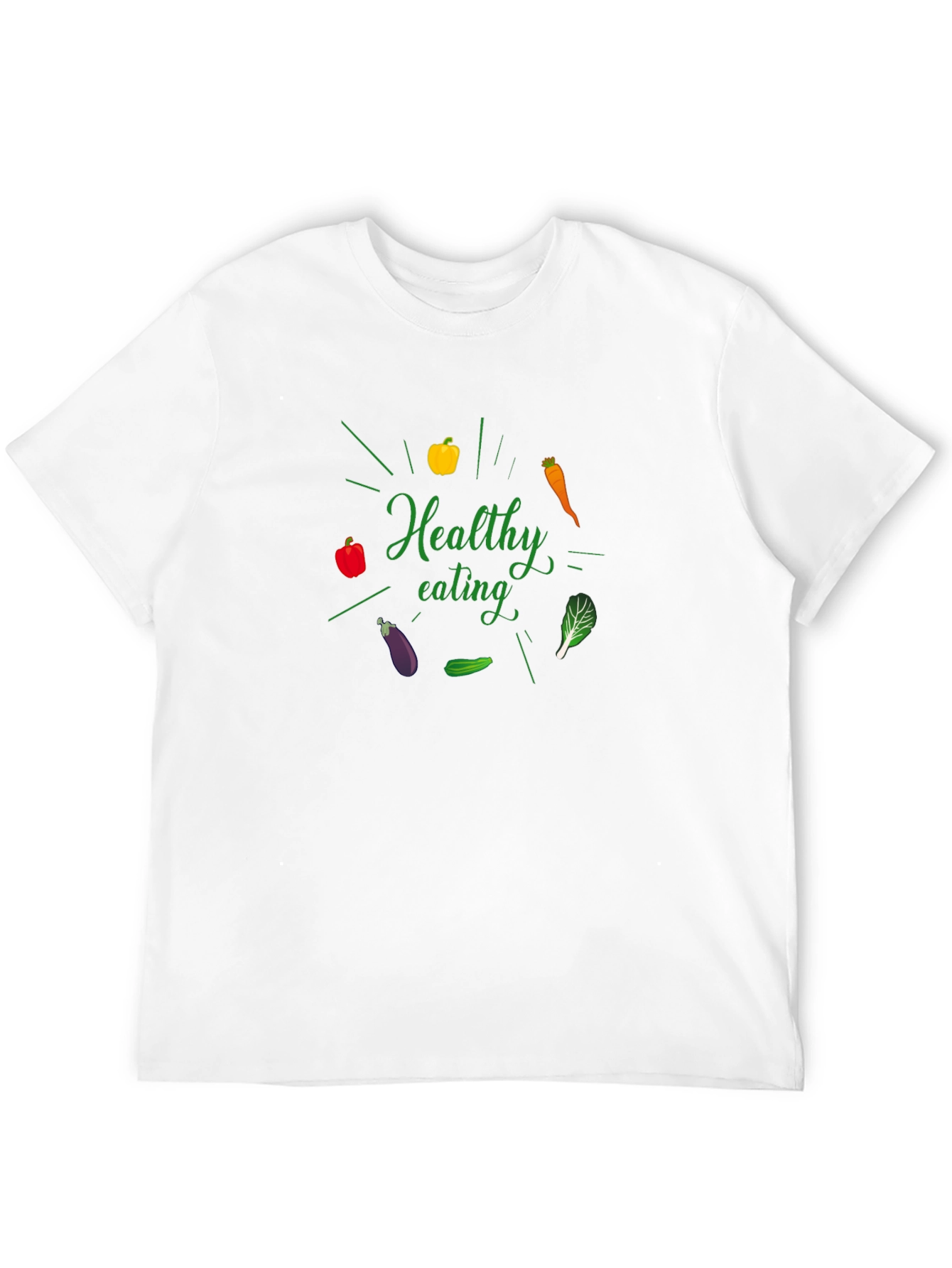 Black Healthy Eating T-Shirt - Eat Your Veggies! view 12