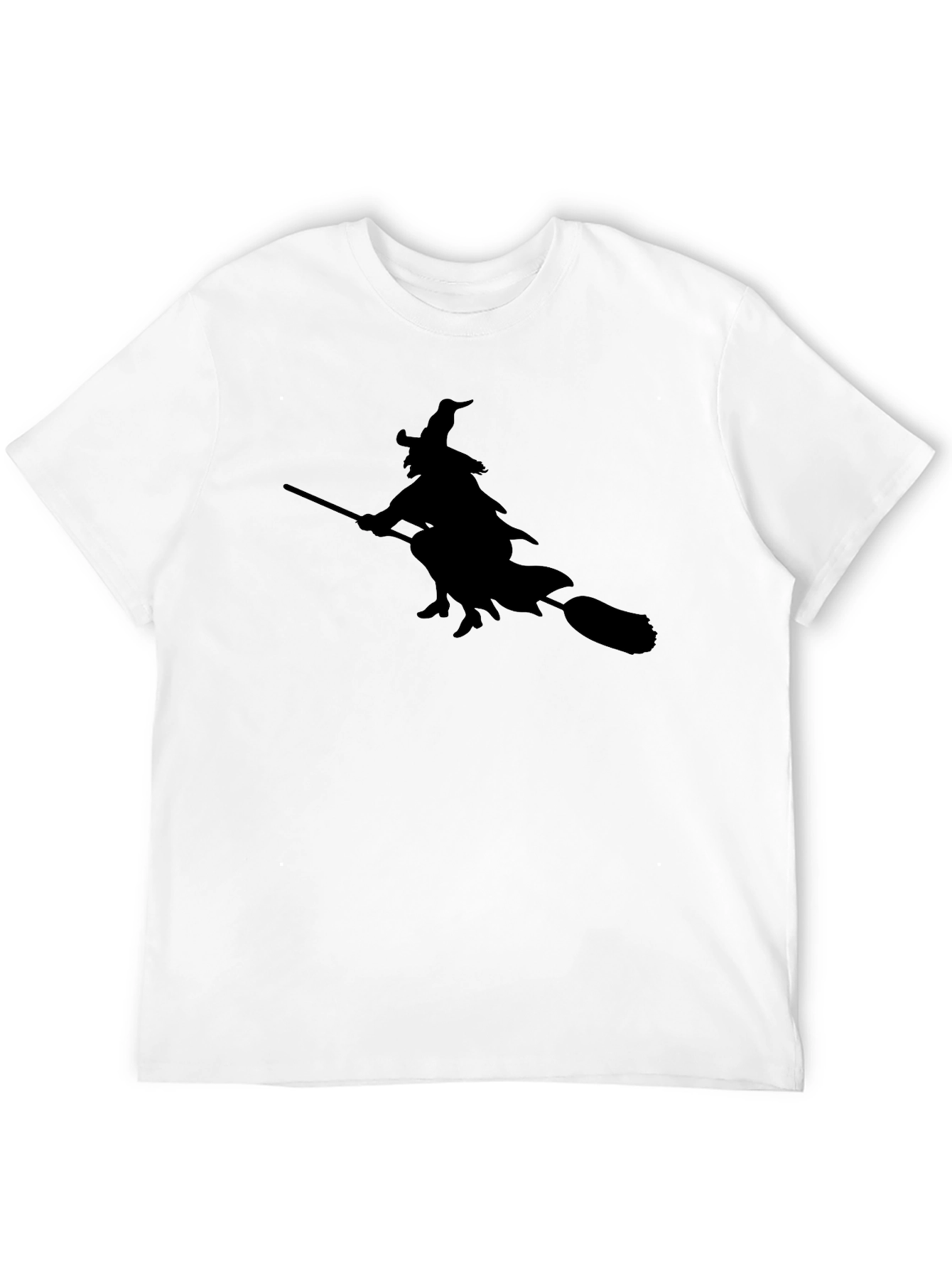 Black Witch on Broom T-Shirt - Black Tee view 12