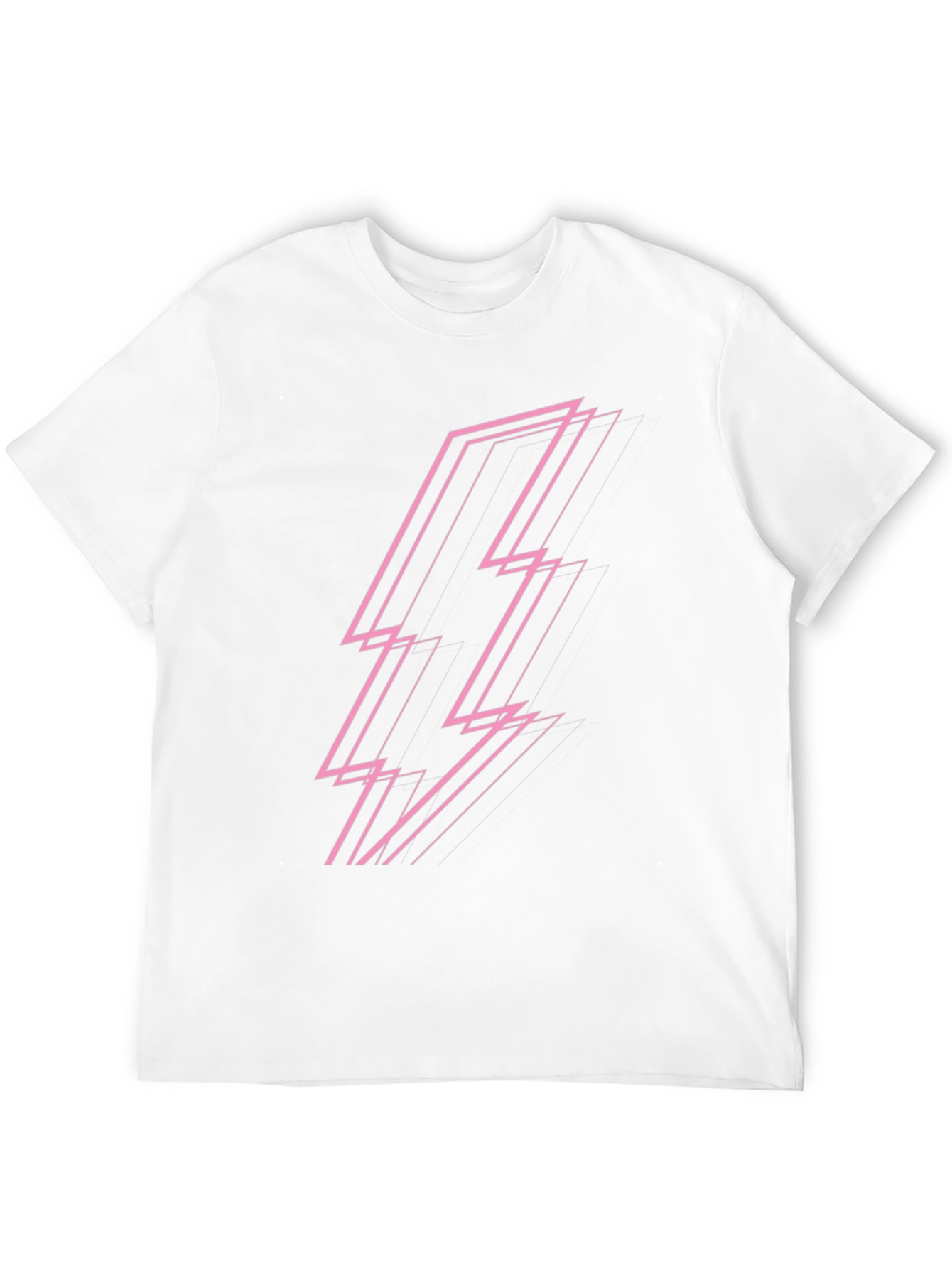 Black Modern Pink Lightning Bolt Graphic Black T-Shirt view 12