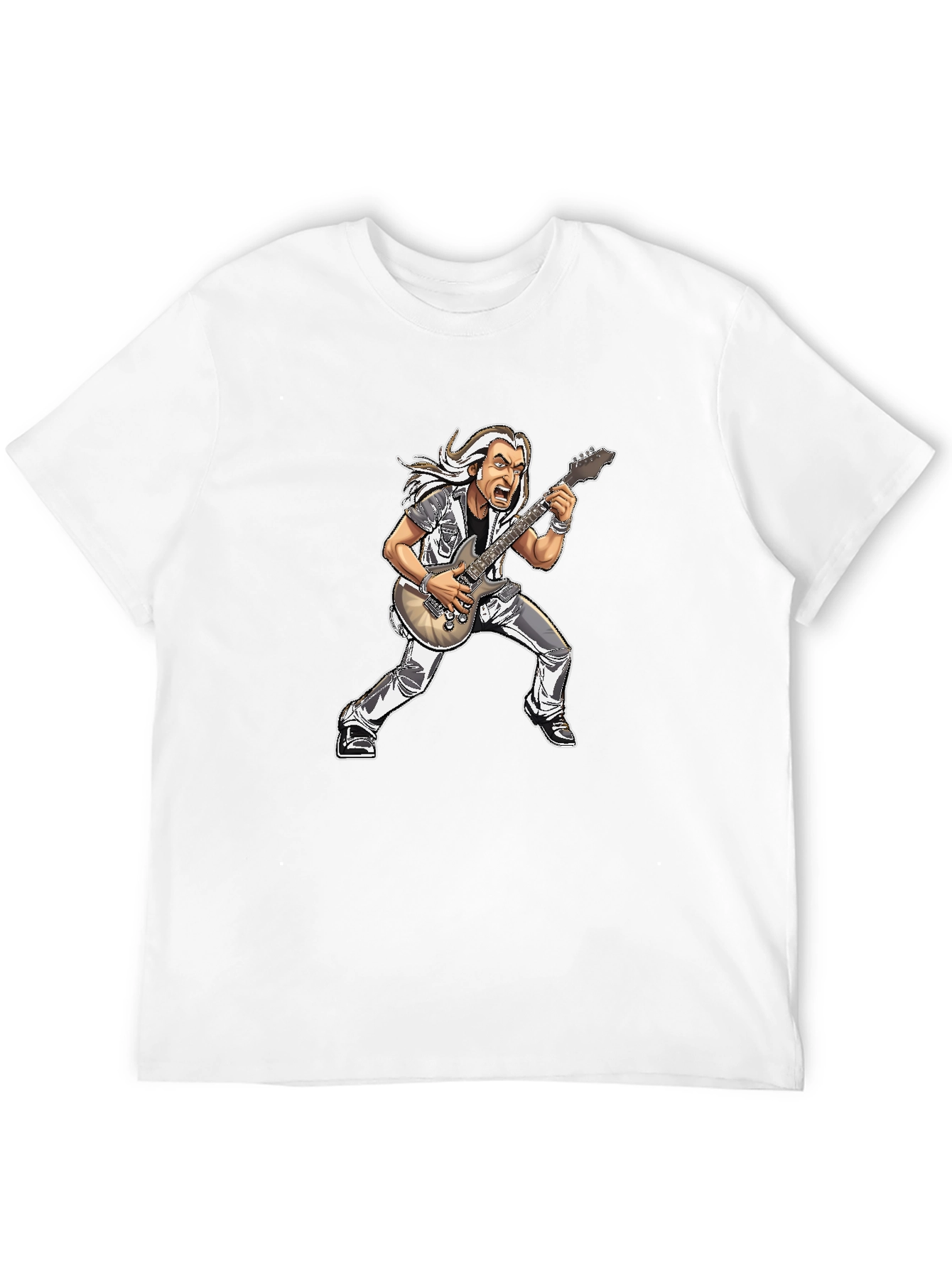 Black Guitar Hero Cartoon T-Shirt view 12