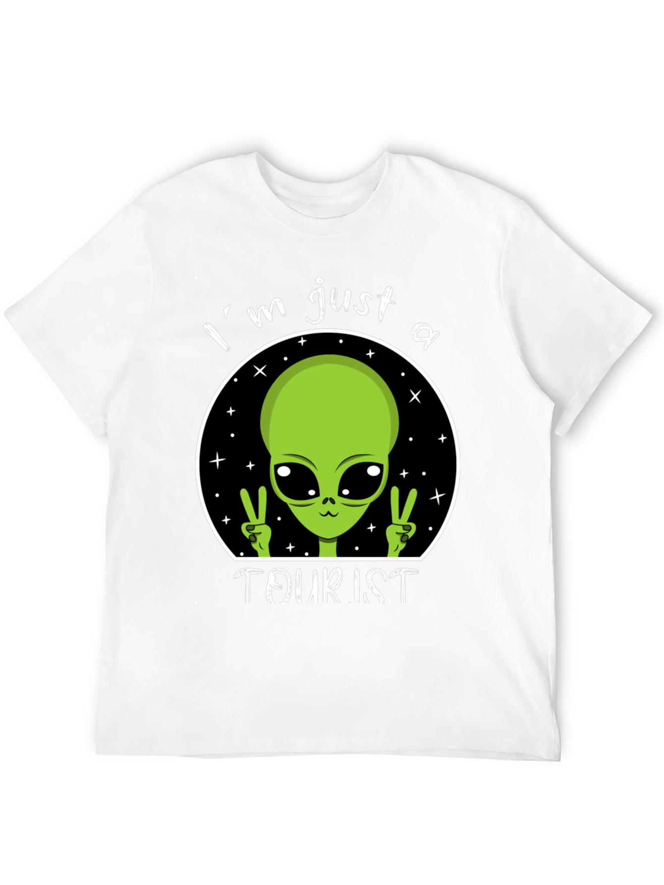 Black I'm Just A Tourist Alien T-Shirt - Outer Space Humor Tee view 12
