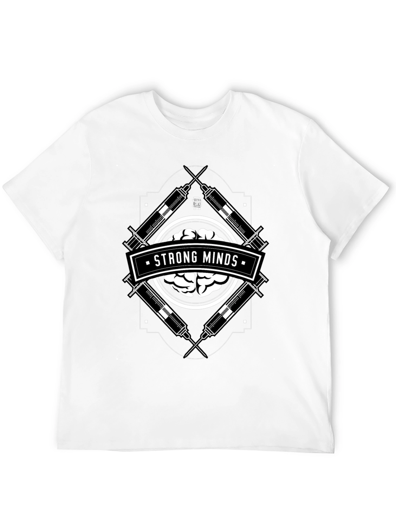 Black Strong Minds Graphic T-Shirt - Brain & Syringe Design view 12
