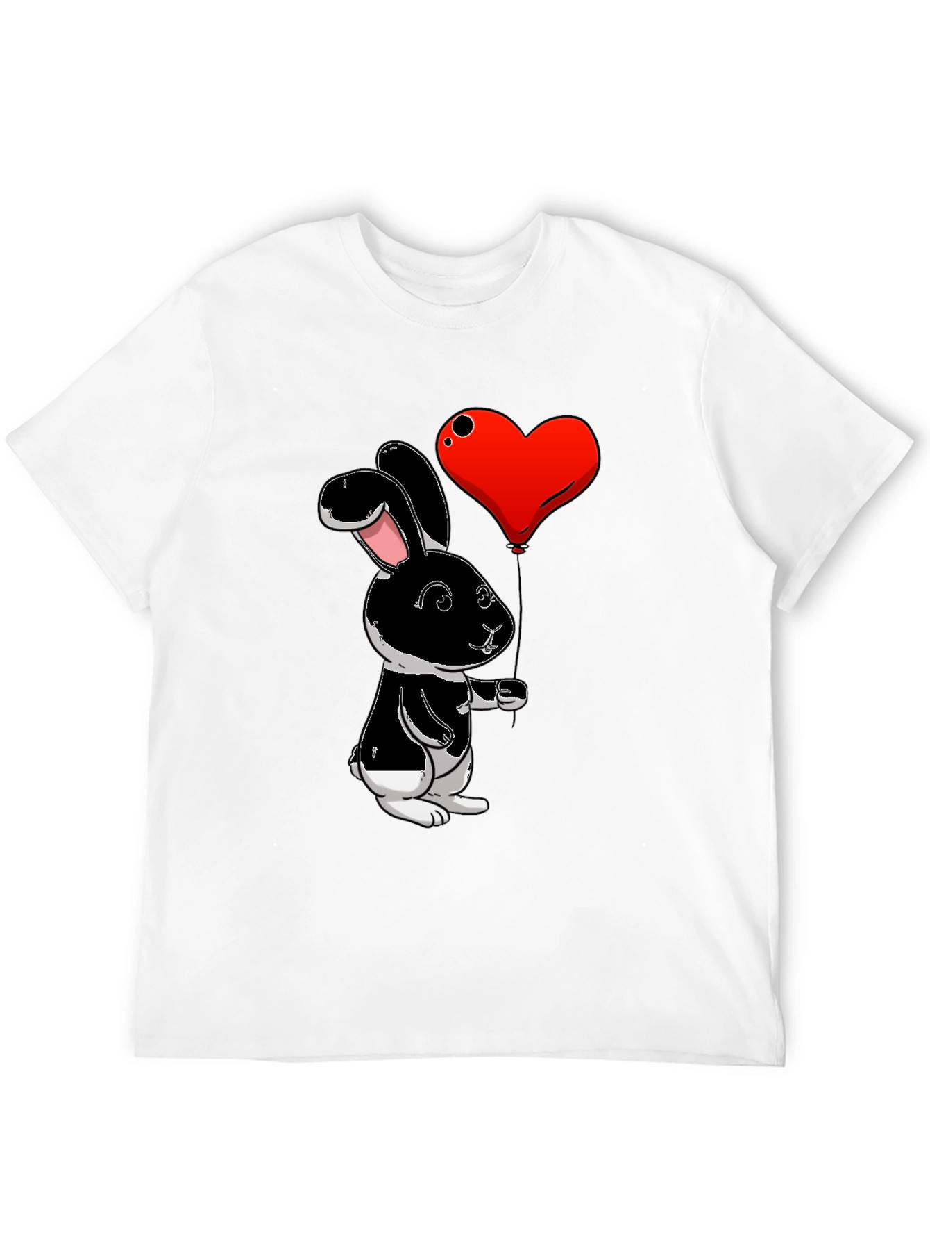 Black Black Bunny Heart Balloon Graphic T-Shirt view 12