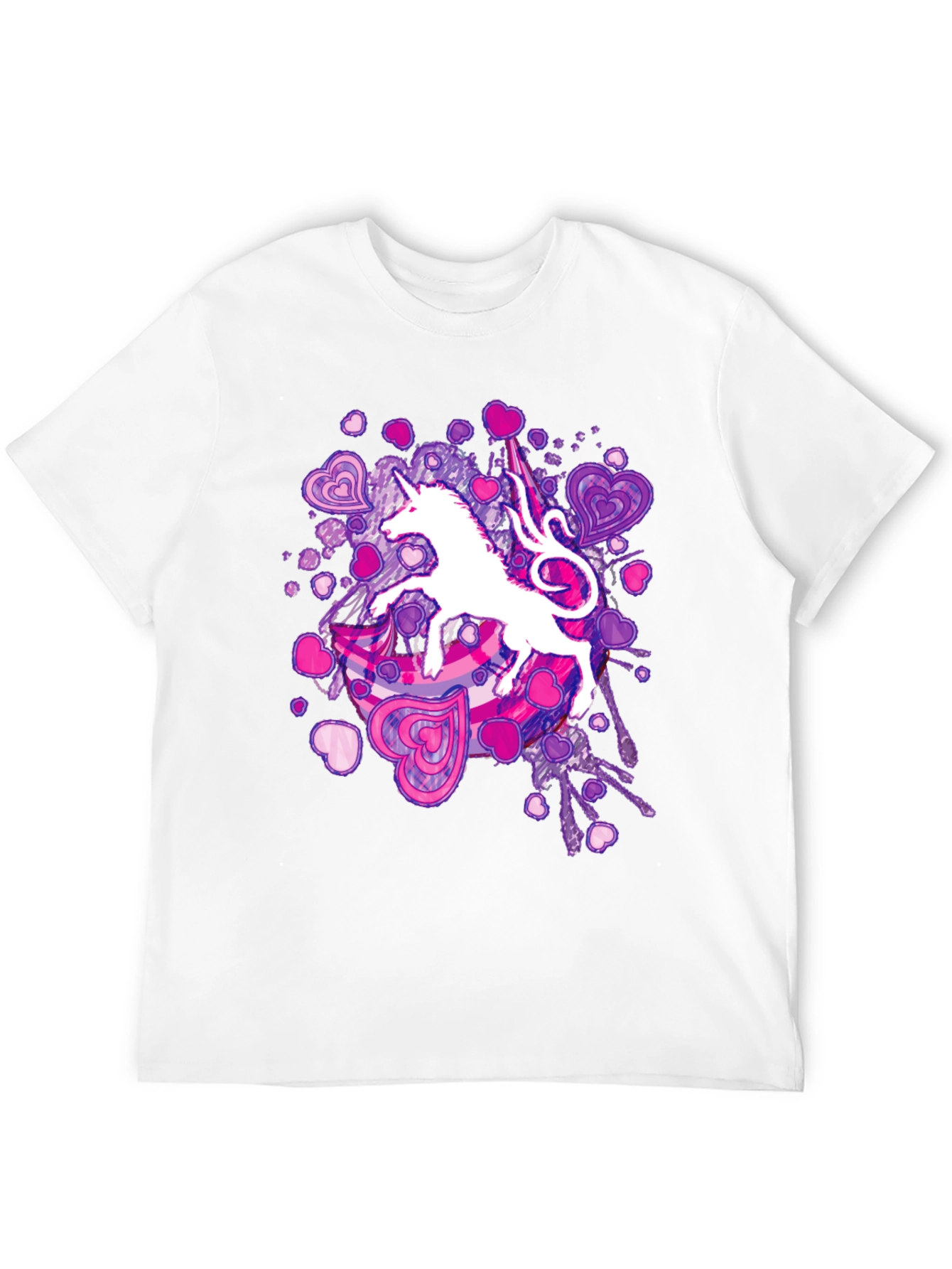 Black Unicorn Hearts Graphic T-Shirt - Black Cotton Tee view 12