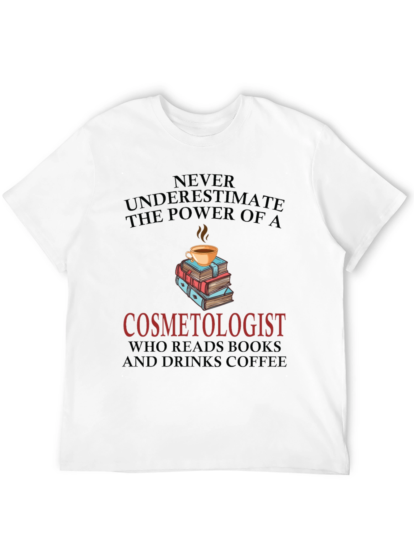 Black Cosmetologist Coffee & Books Graphic Tee view 12