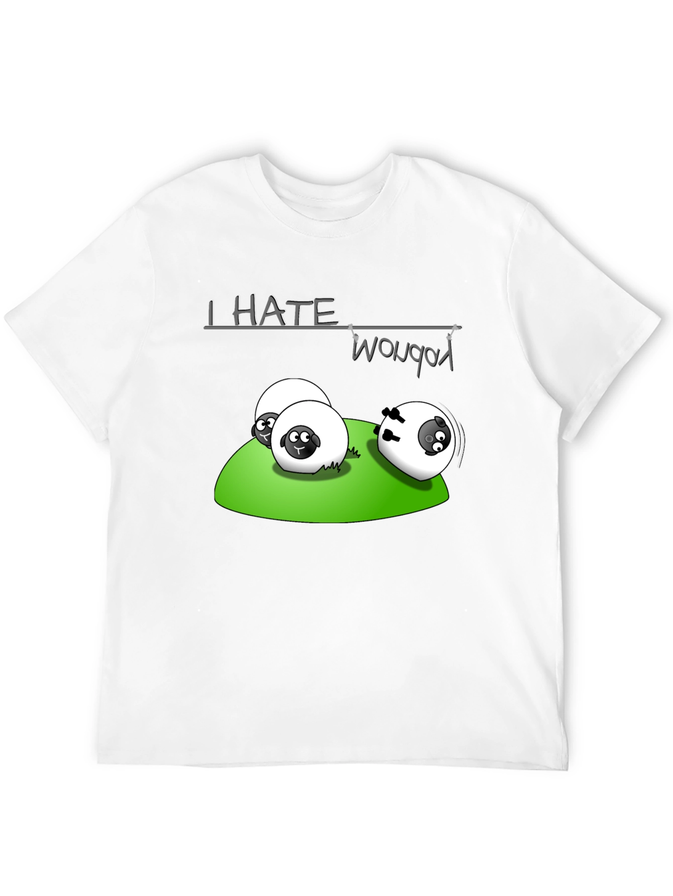 Black I Hate Woobots Funny Sheep Cartoon Black T-Shirt view 12