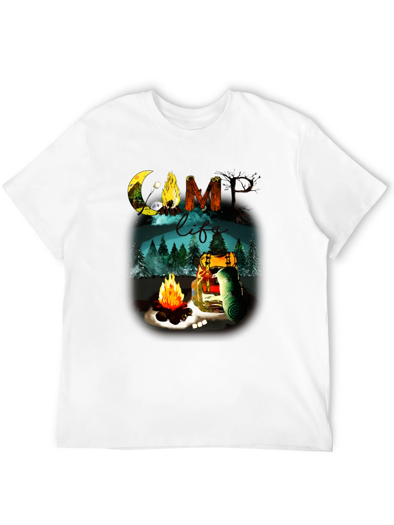 Black Camping Life Graphic Tee - Black Outdoor Adventure Shirt view 12