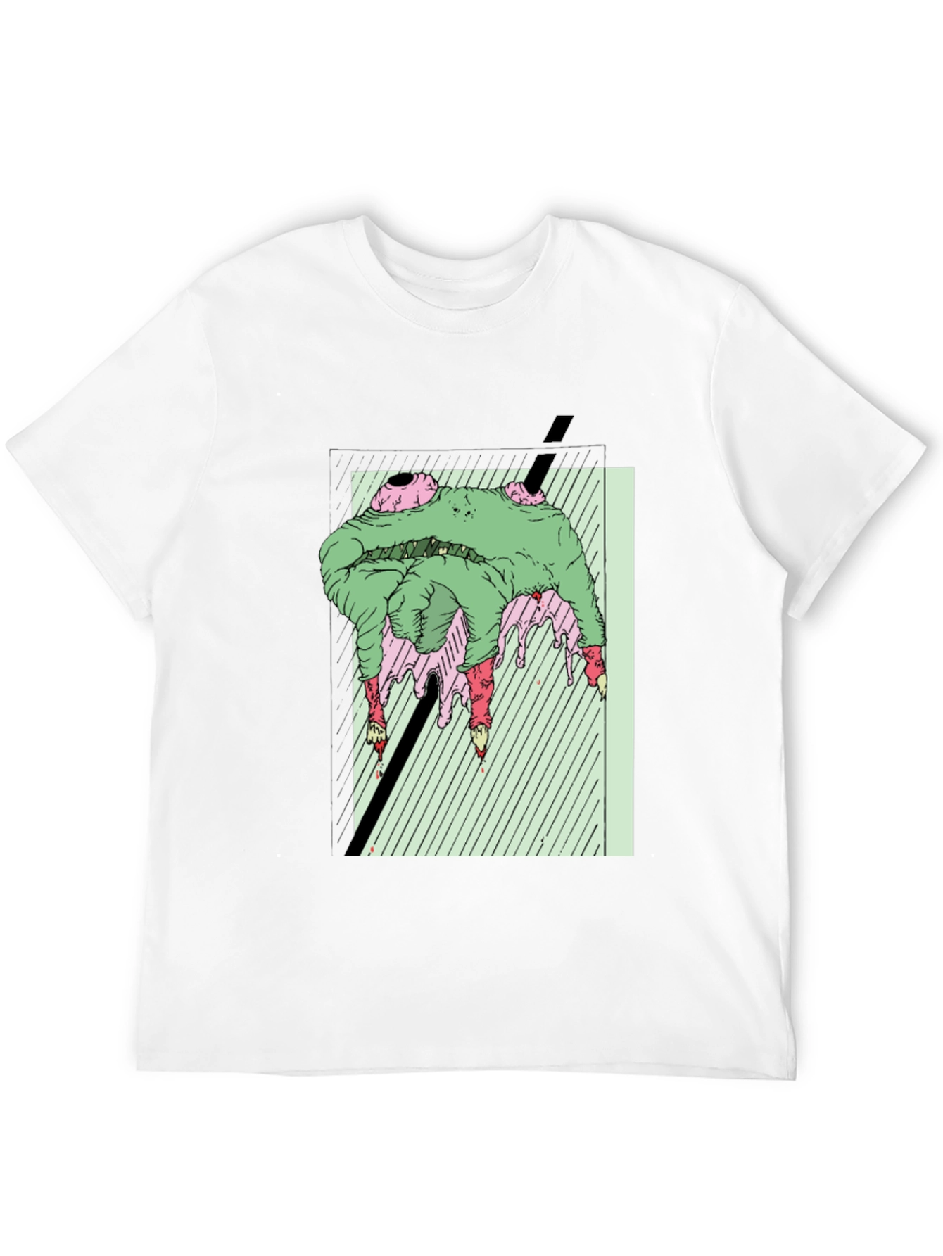 Black Green Horror Graphic Tee - Unique Graphic T-Shirt view 12