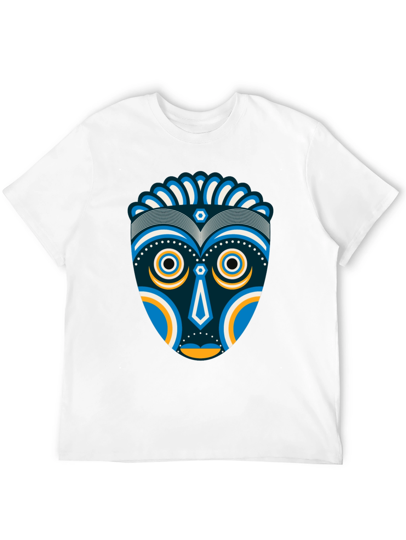 Black Tribal Mask Graphic Tee - Unique Design, Black Cotton Shirt view 12