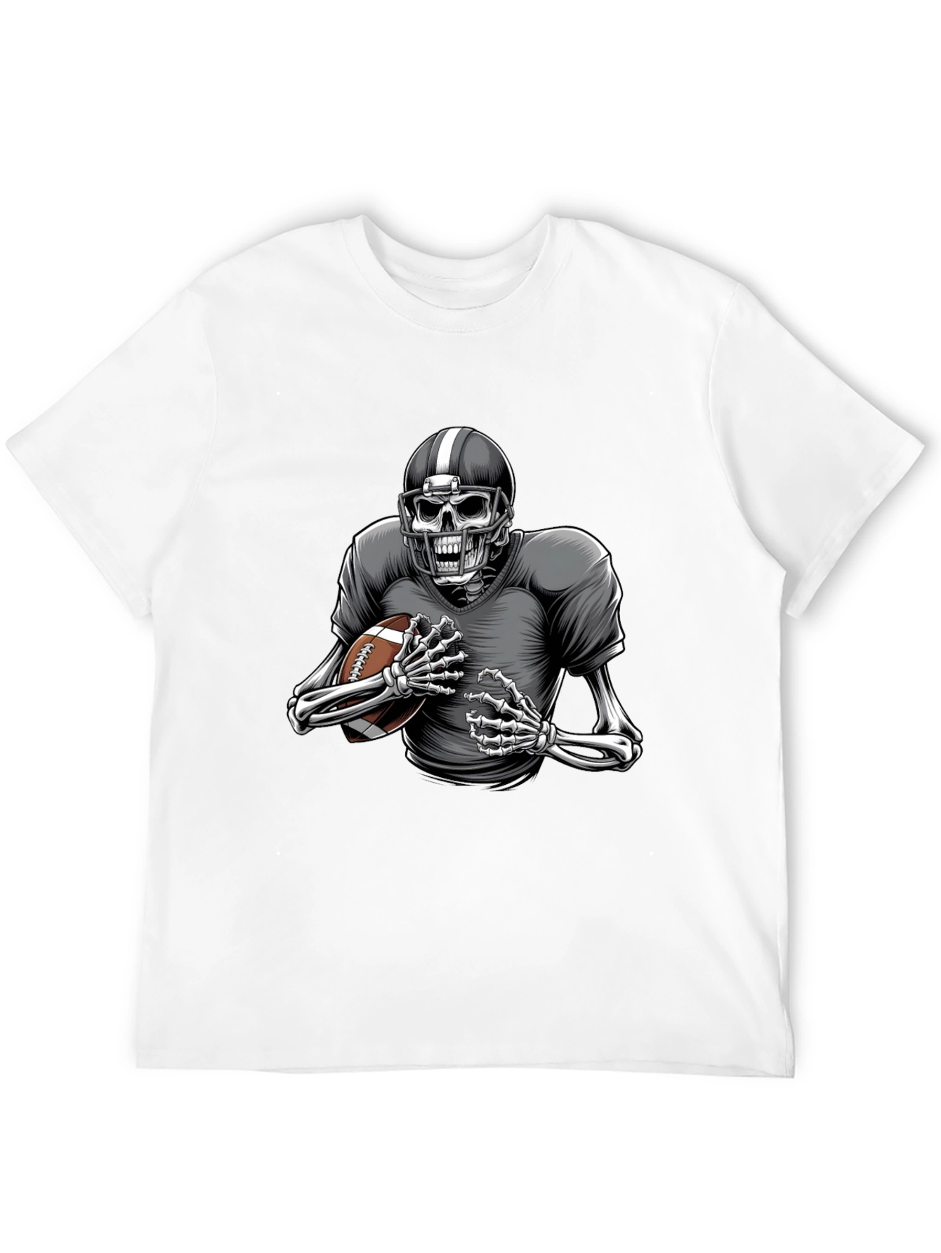 Black Skeleton Football Player Graphic Tee view 12