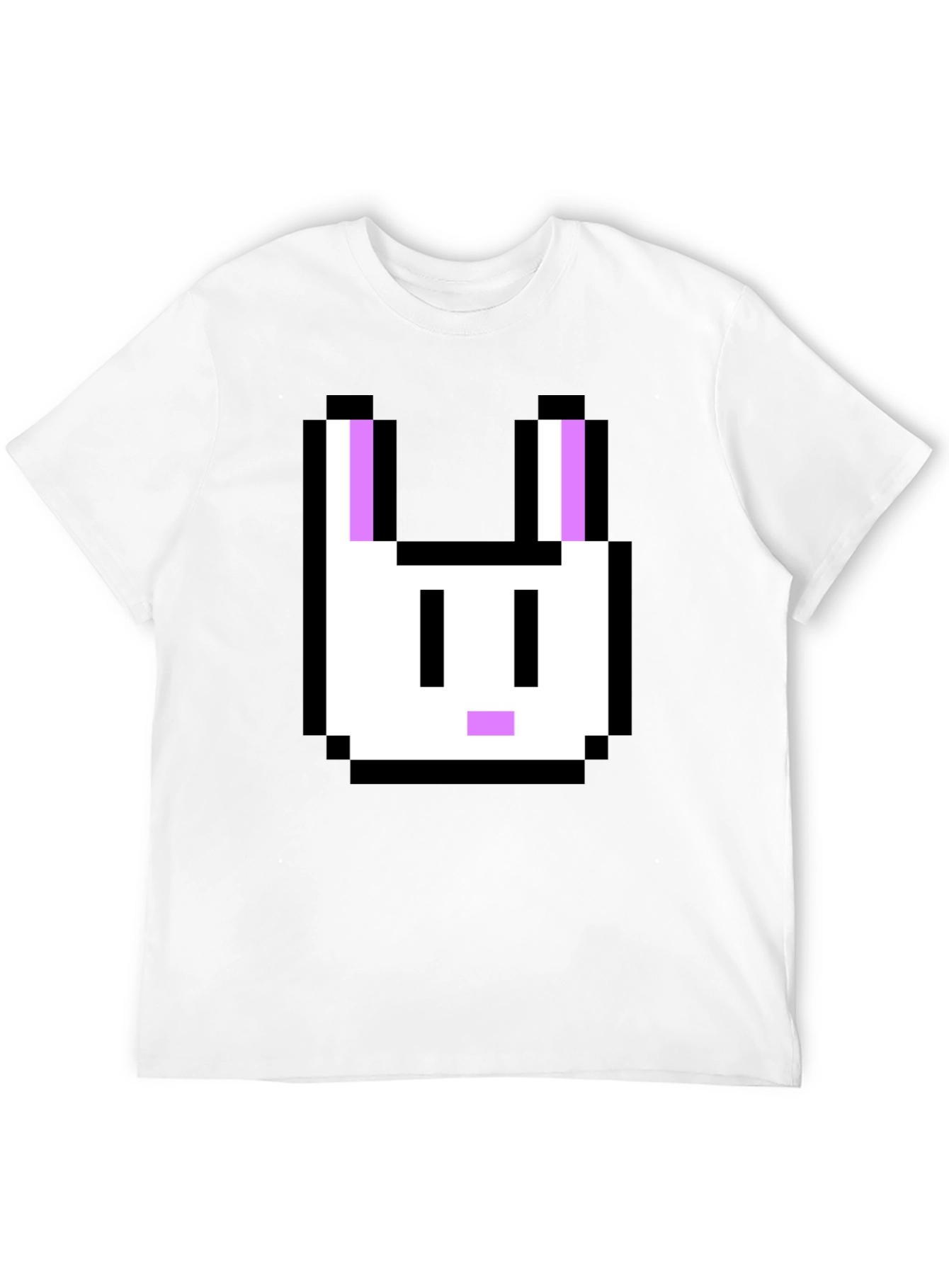 Black Pixel Bunny Graphic Tee - Black Cotton T-Shirt view 12