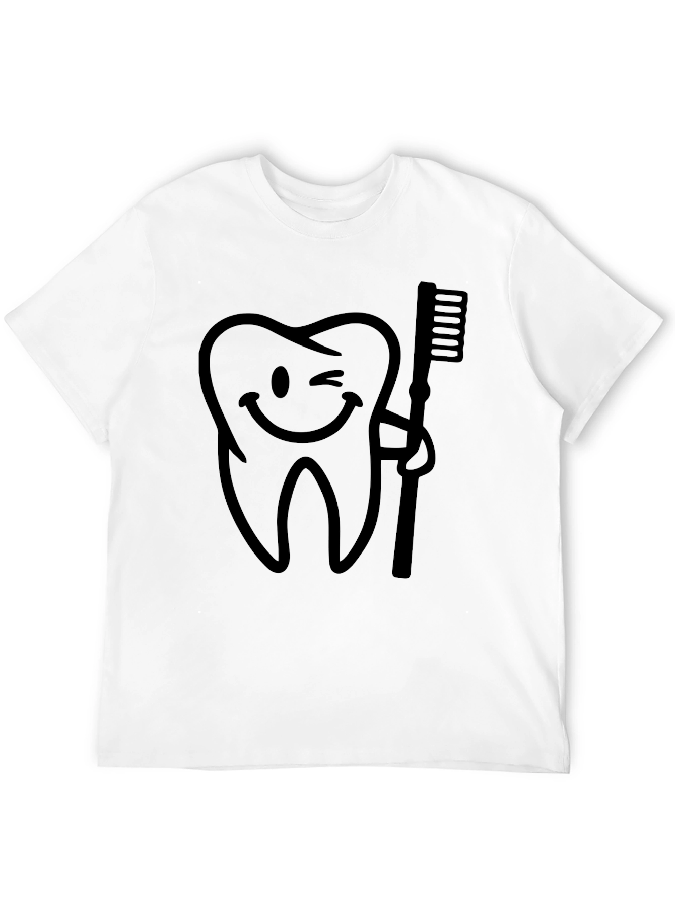 Black Funny Tooth & Brush Graphic Tee - Dental Humor Shirt view 12