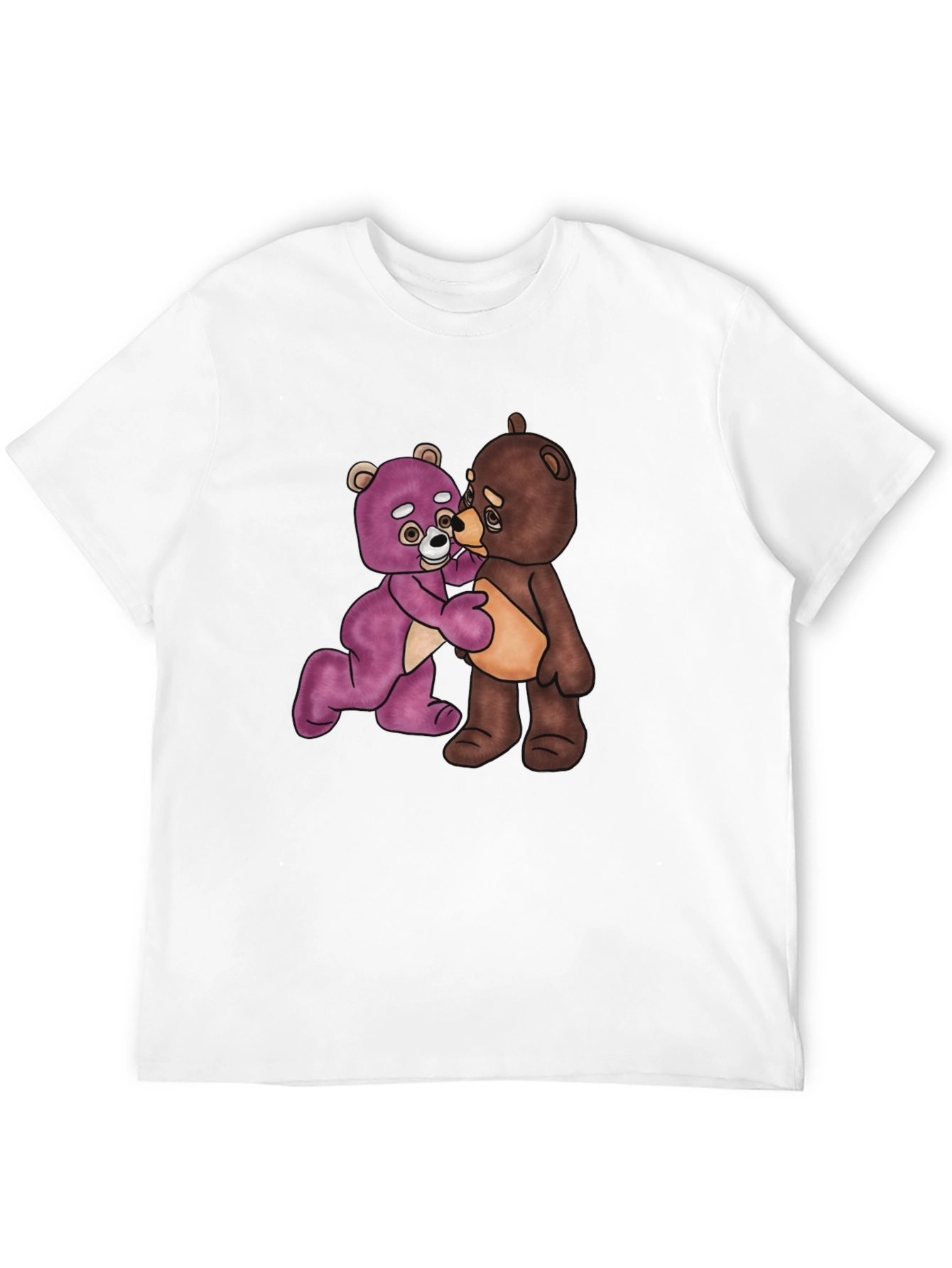 Black Teddy Bears Hug Graphic Black T-Shirt view 12