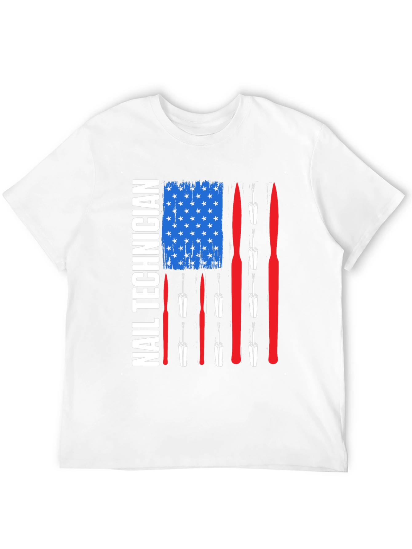 Black Nail Technician American Flag T-Shirt view 12