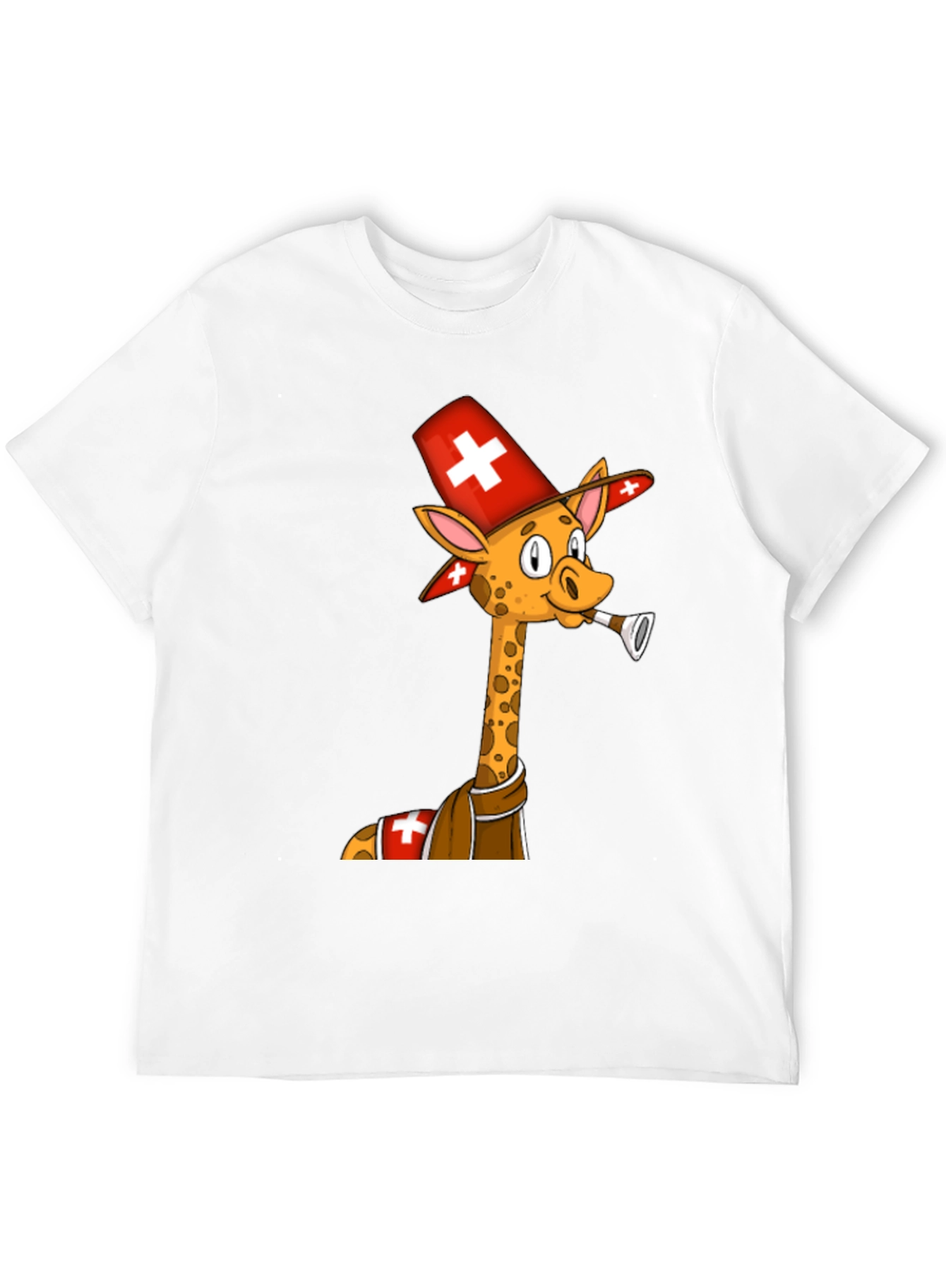 Black Swiss Giraffe T-Shirt - Unique Cartoon Design view 12