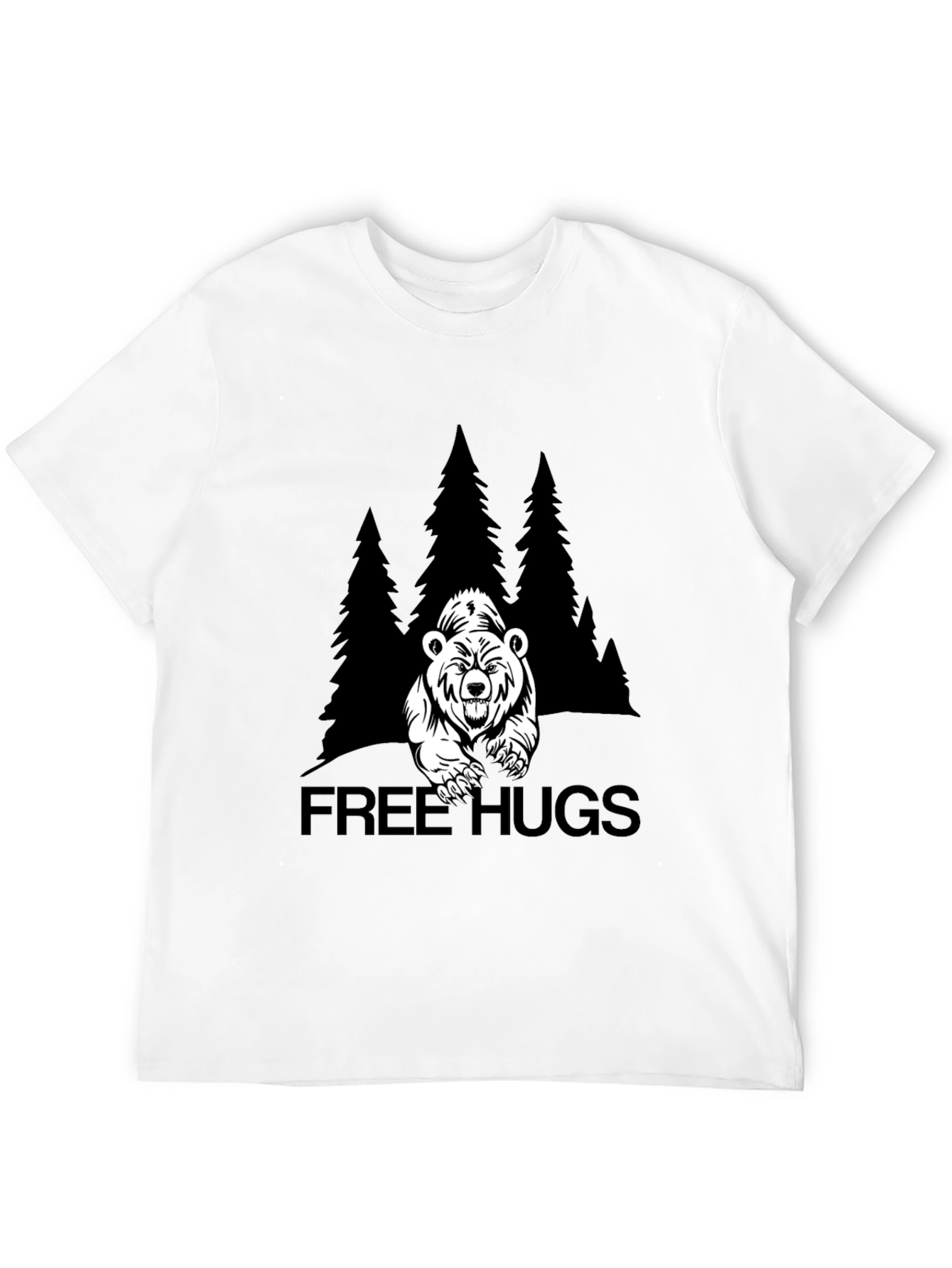 Black Free Hugs Bear Graphic T-Shirt - Black view 12