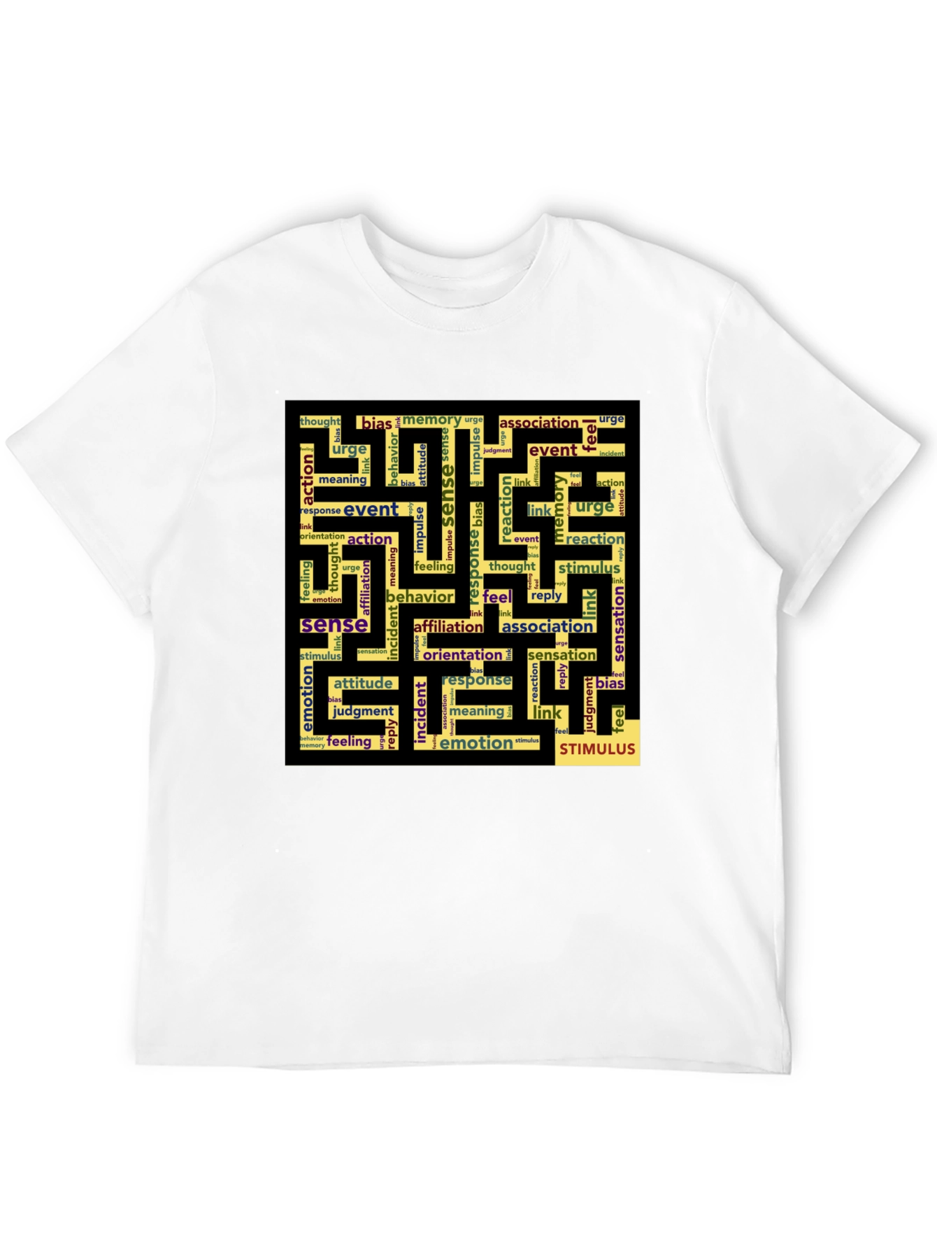 Sense Maze Black T-Shirt - Word Art Design - 12