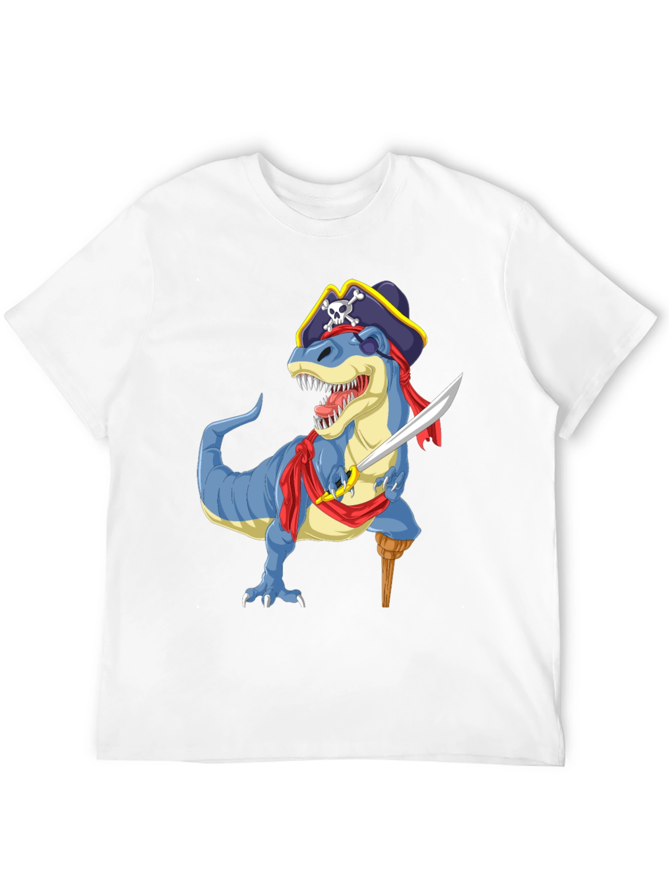 Black Pirate Dinosaur Graphic T-Shirt - Fun Novelty Tee view 12