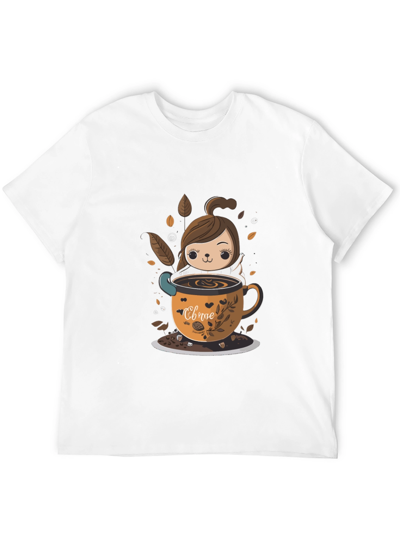 Black Cute Cartoon Coffee Lover T-Shirt view 12