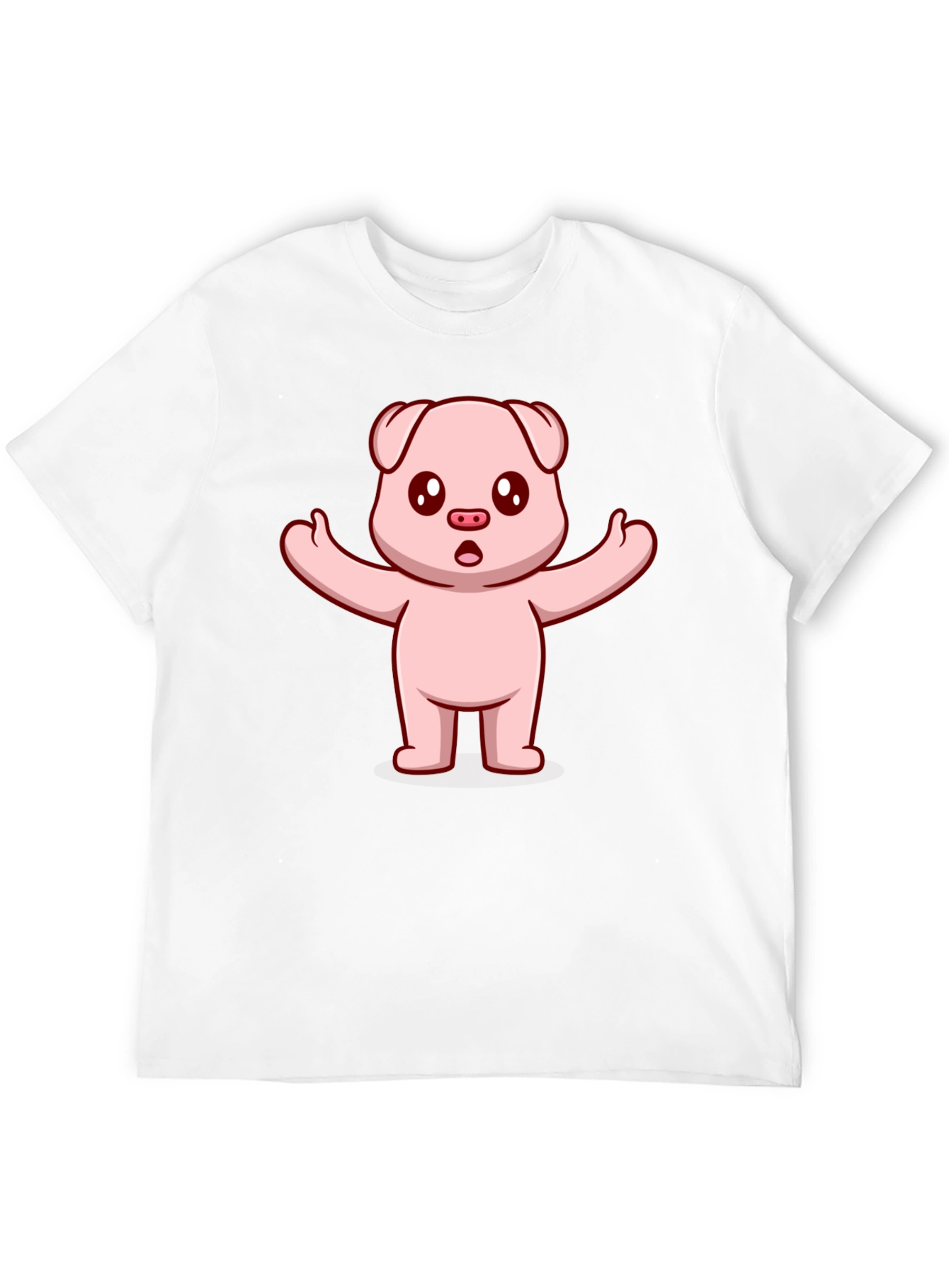 Black Cute Pig Cartoon Black T-Shirt view 12
