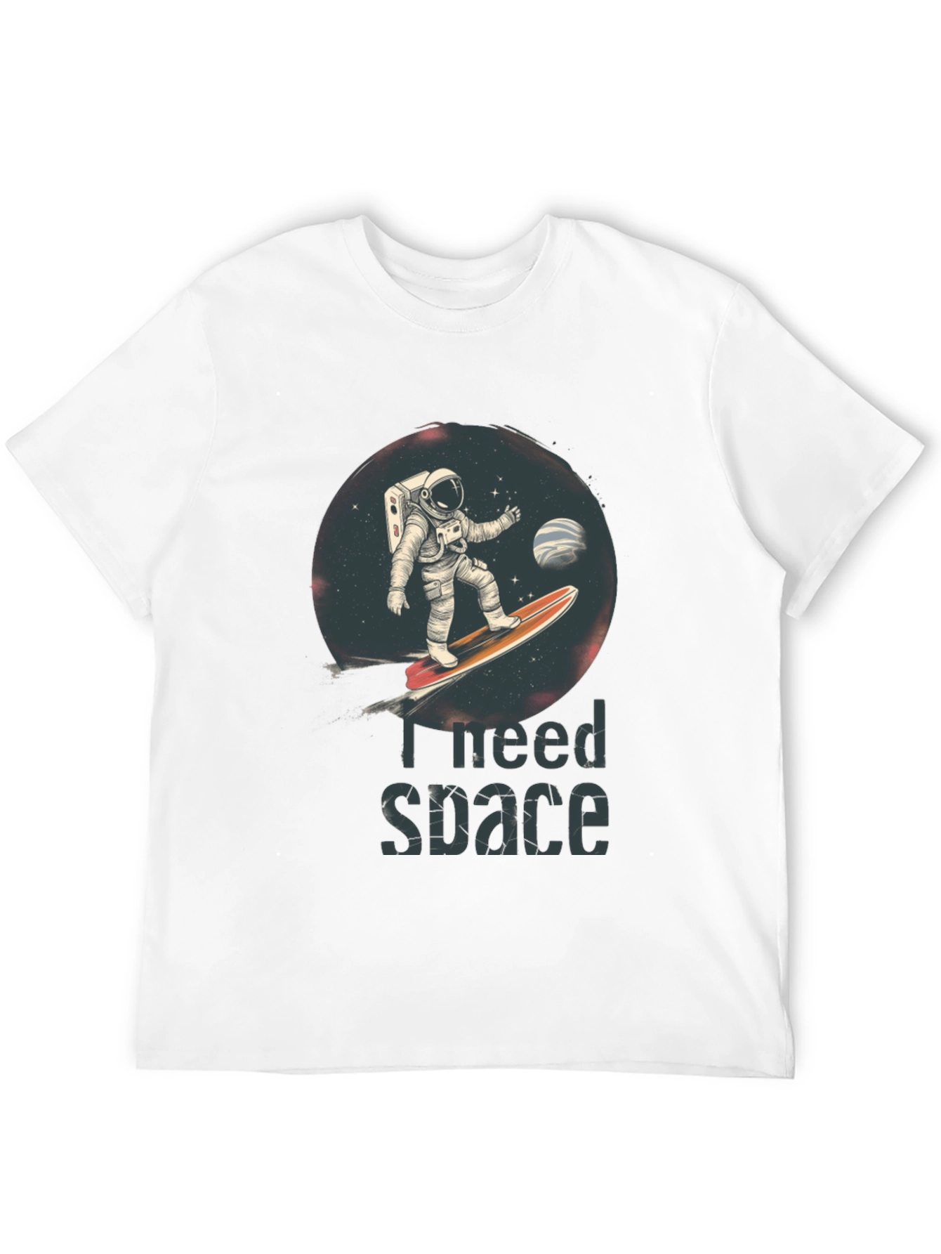 Black I Need Space T-Shirt - Astronaut Surfing Design view 12