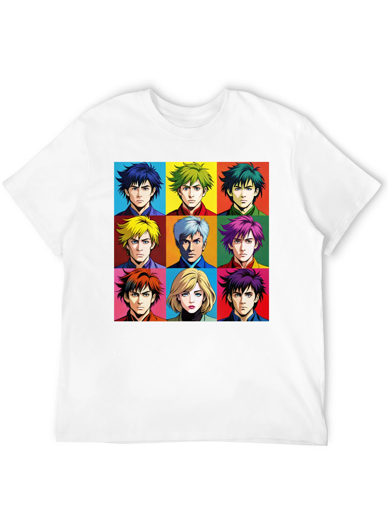 Black Anime Faces T-Shirt, Pop Art Design view 12