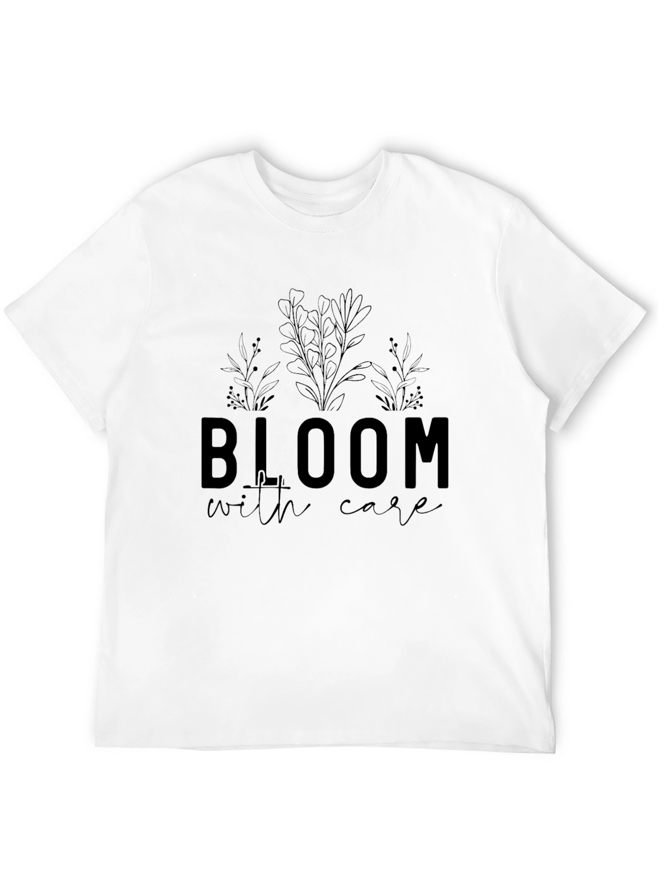 Black Bloom With Care Graphic Tee - Stylish Black T-Shirt view 12