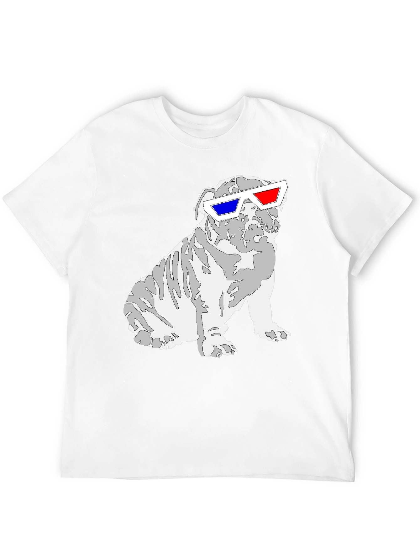 Black Cool Bulldog 3D Glasses Graphic T-Shirt view 12