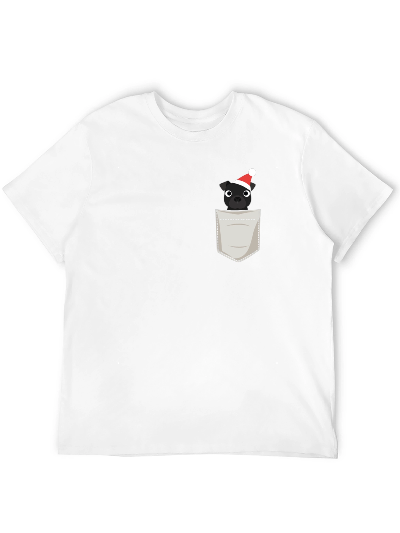 Black Festive Pocket Pup Tee - Black Cotton Blend view 12