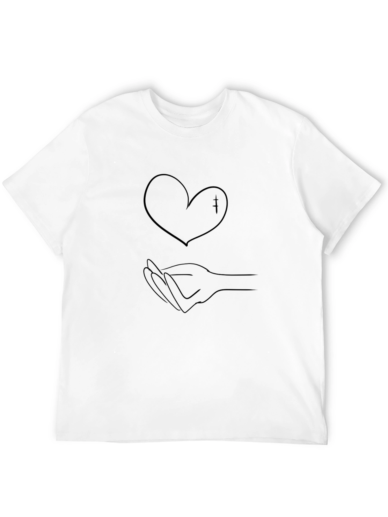 Black Heart & Hand Graphic Tee - Black Casual Comfort view 12