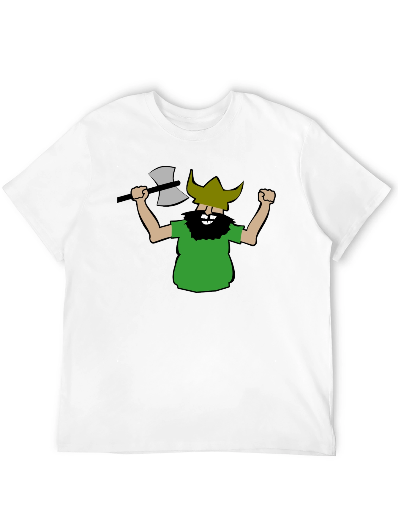 Black Viking Cartoon Graphic Black T-Shirt view 12