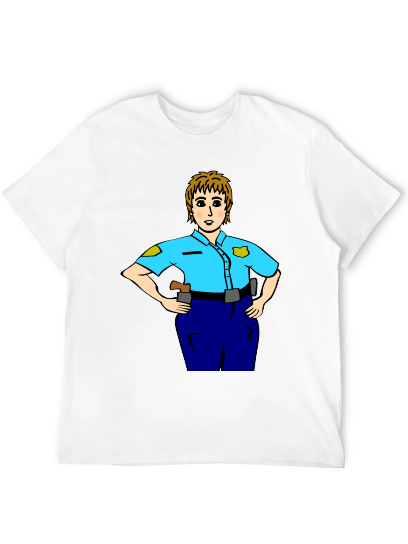 Black Police Woman Cartoon T-Shirt | Graphic Tee view 12
