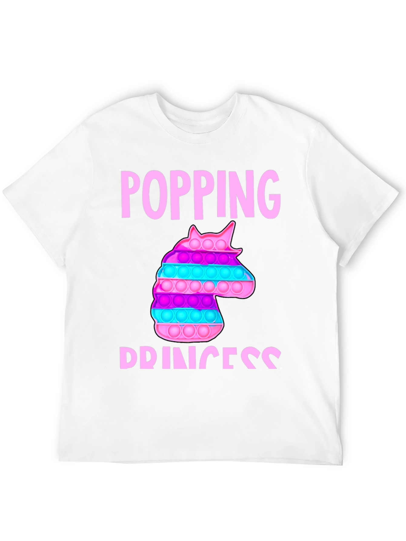 Black Popping Princess Unicorn Bubble Pop T-Shirt view 12
