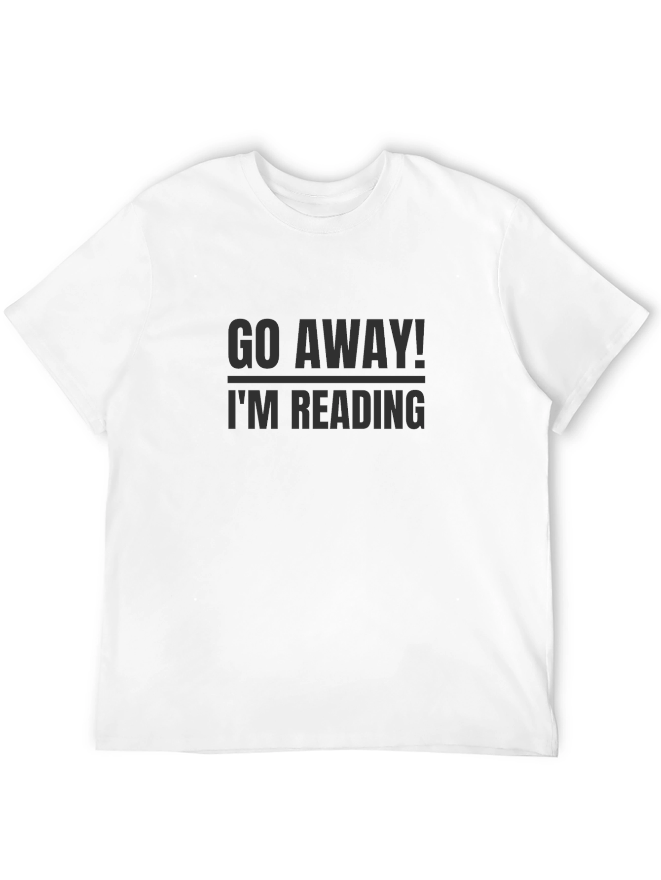 Black Go Away! I'm Reading Men's Black T-Shirt view 12