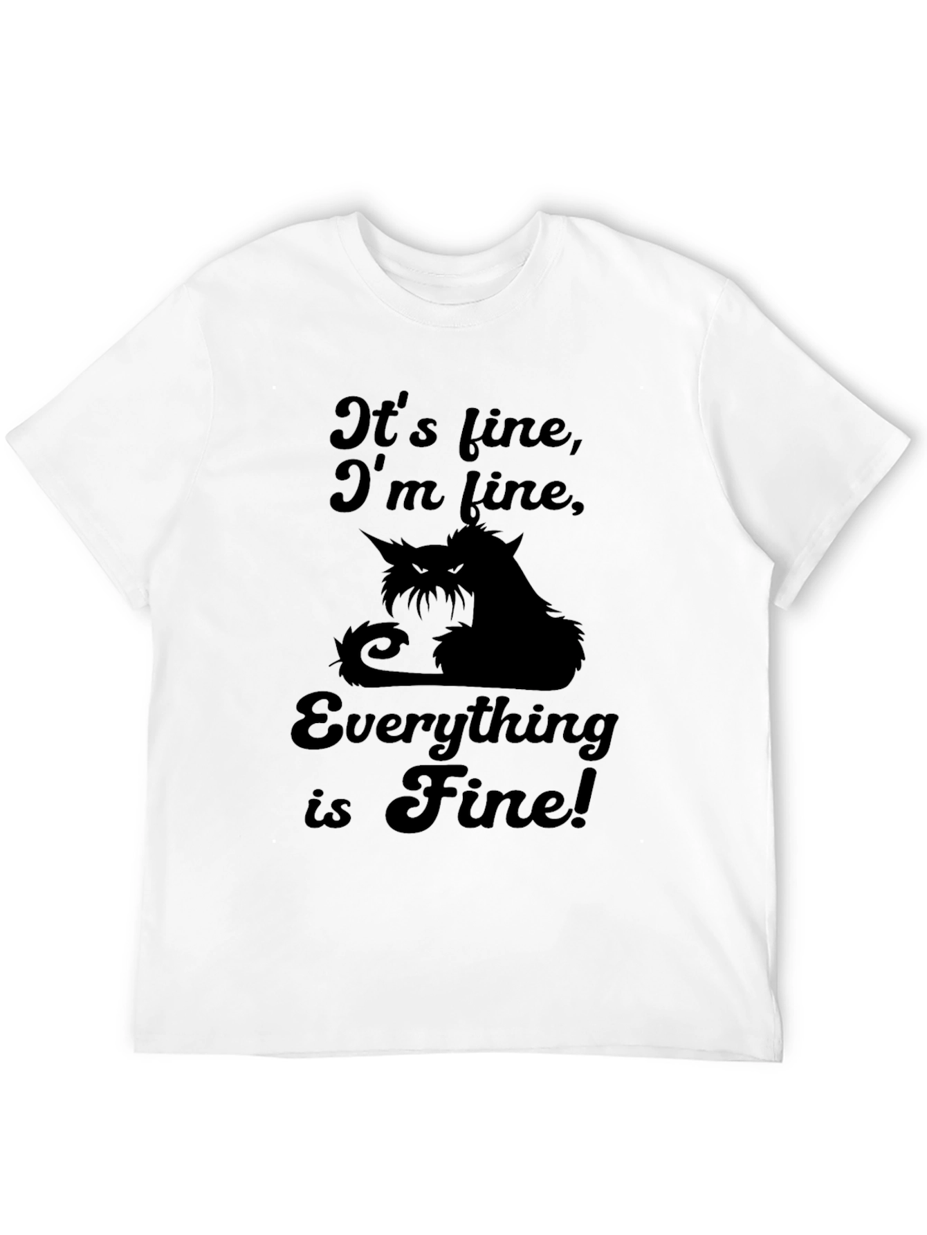 Black It's Fine Cat Graphic Tee view 12