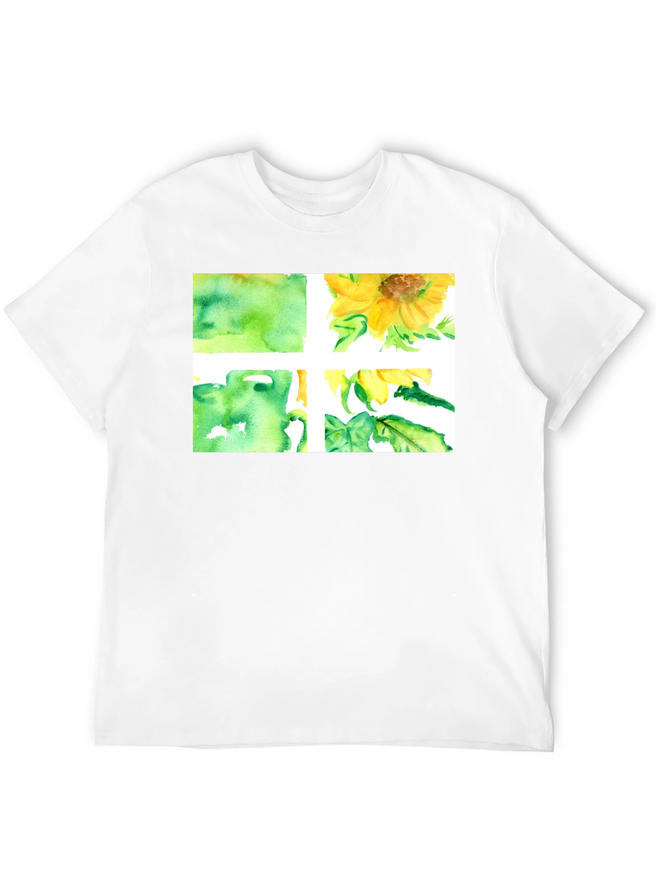 Black Sunflower Watercolor Graphic Black T-Shirt view 12