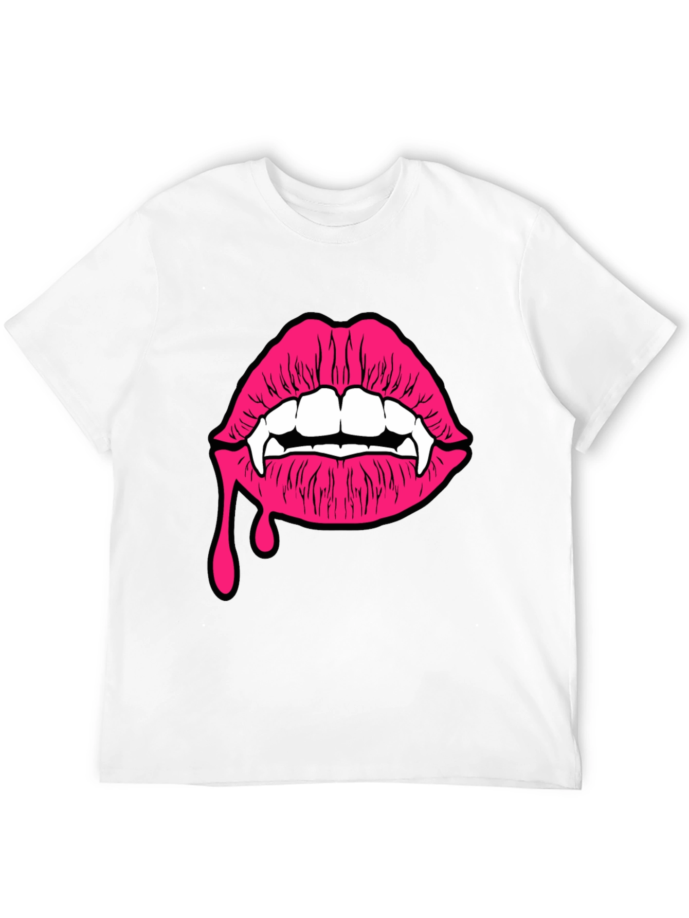 Black Vampire Lips Graphic Tee - Black Cotton T-Shirt view 12