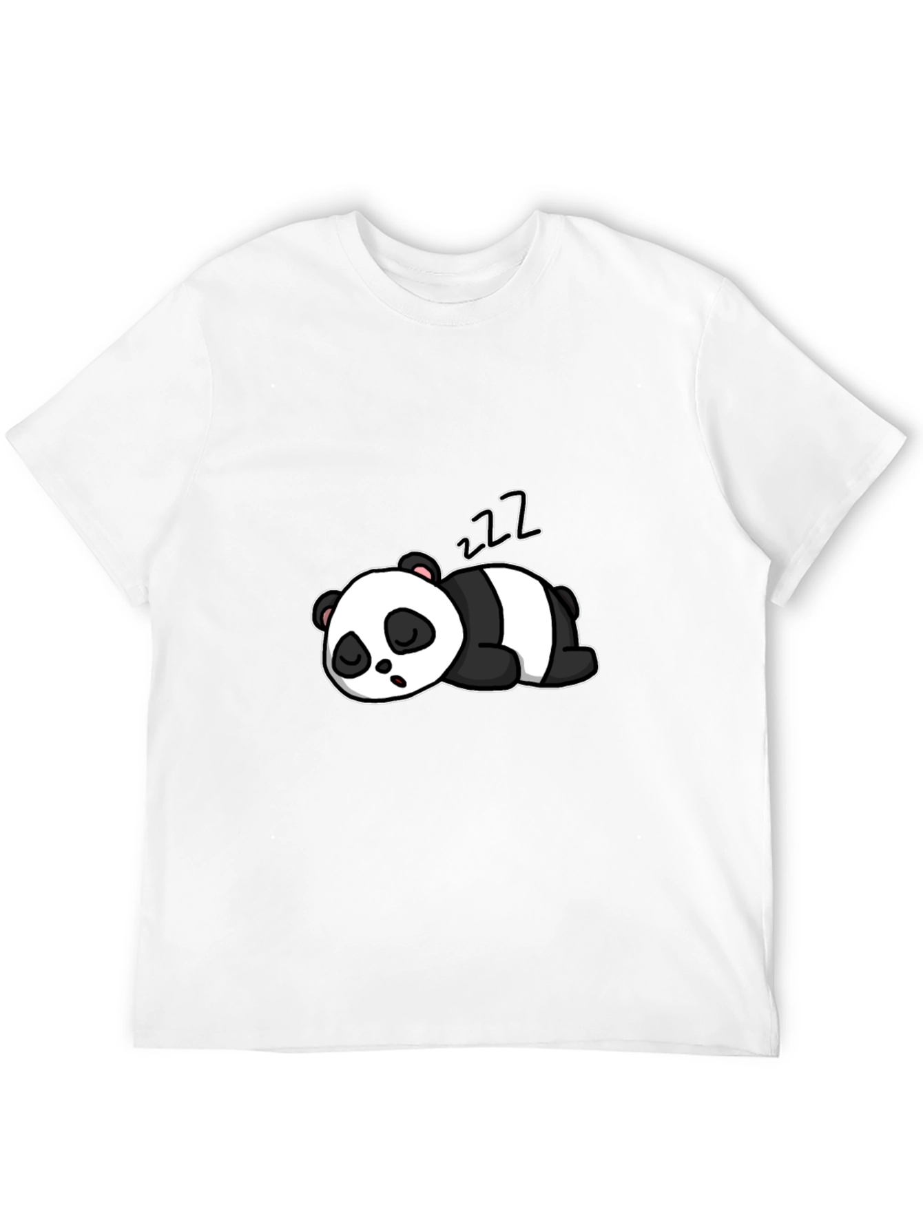 Black Cute Sleeping Panda Graphic Black T-Shirt view 12
