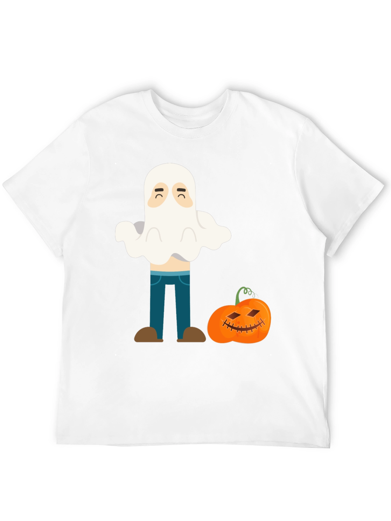 Black Halloween Ghost & Pumpkin Graphic T-Shirt view 12