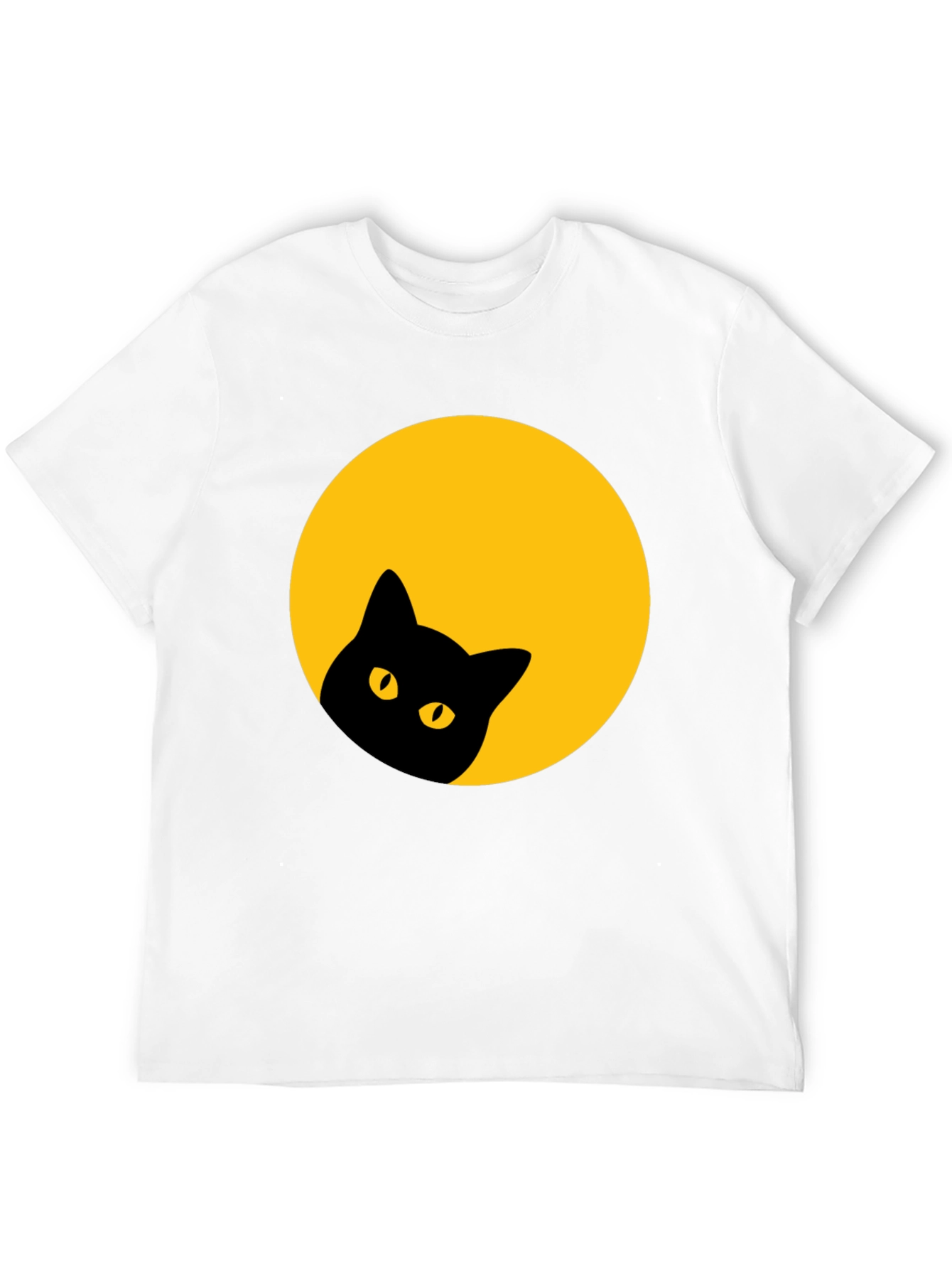 Black Black Cat Peek-a-Boo T-Shirt - Moon Design view 12