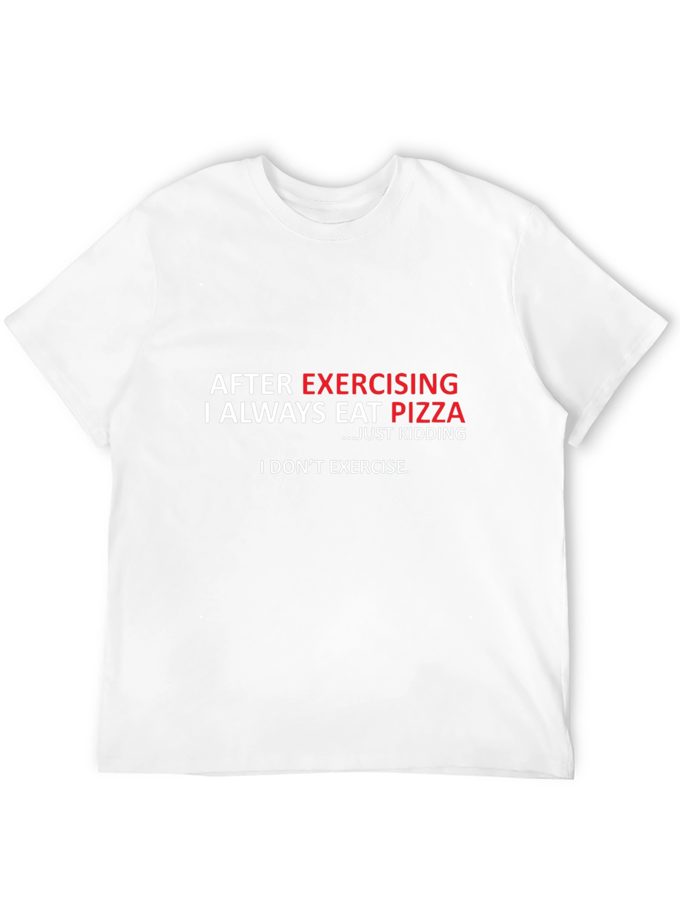 Black Funny Exercise Pizza T-Shirt - Black Cotton Tee view 12